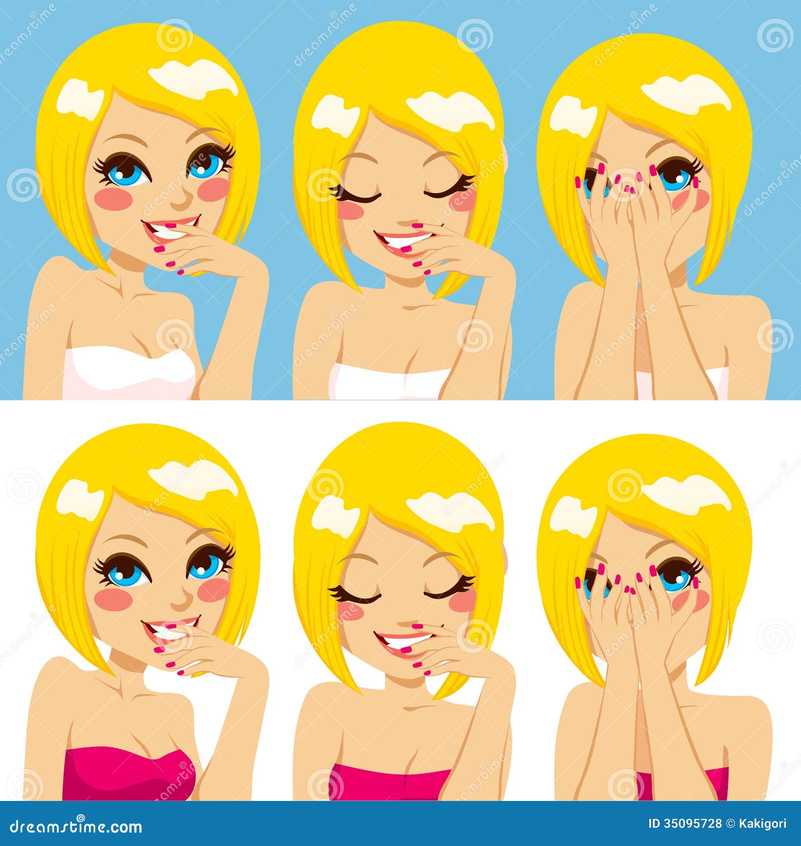 Woman Shy Expressions Stock Vector Illustration Of Hands 35095728