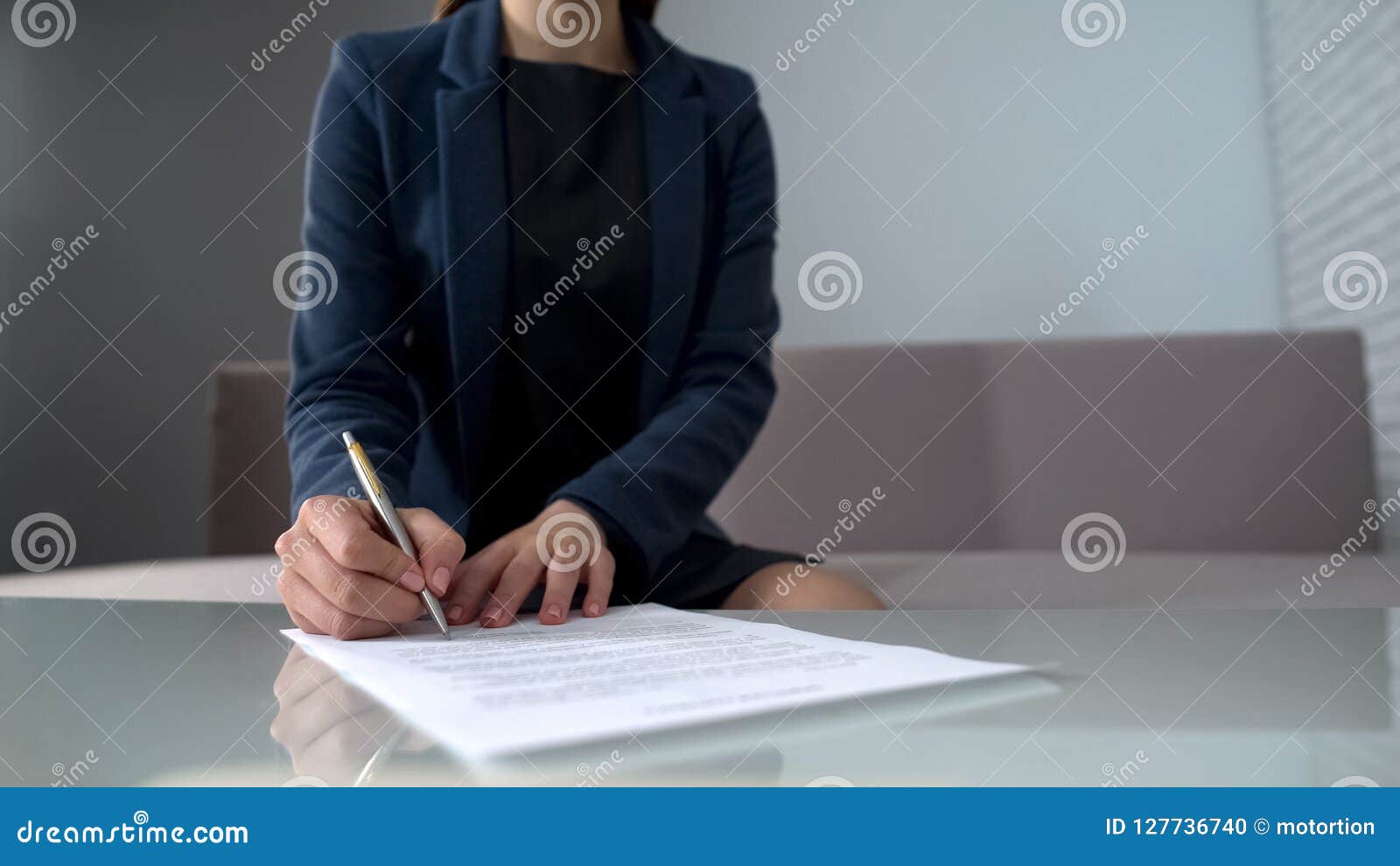 Woman Signing Documents To Receive Money, Taking Loan in Bank, Startup