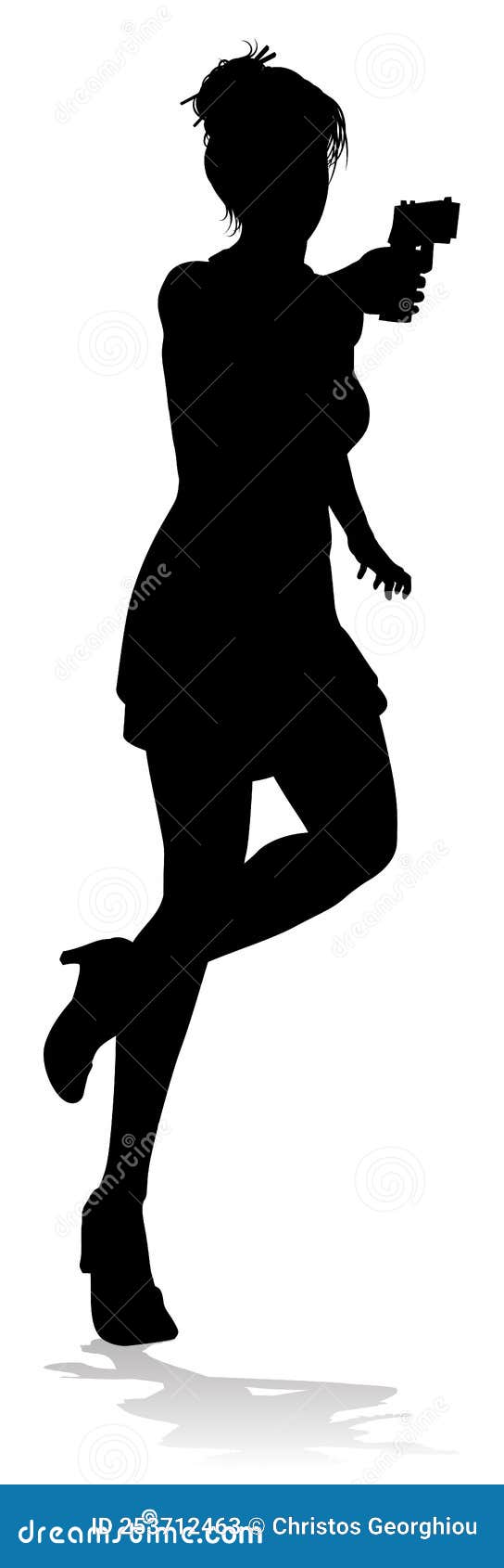 Woman Silhouette Action Secret Agent Spy with Gun Stock Vector -  Illustration of crime, holding: 253712463
