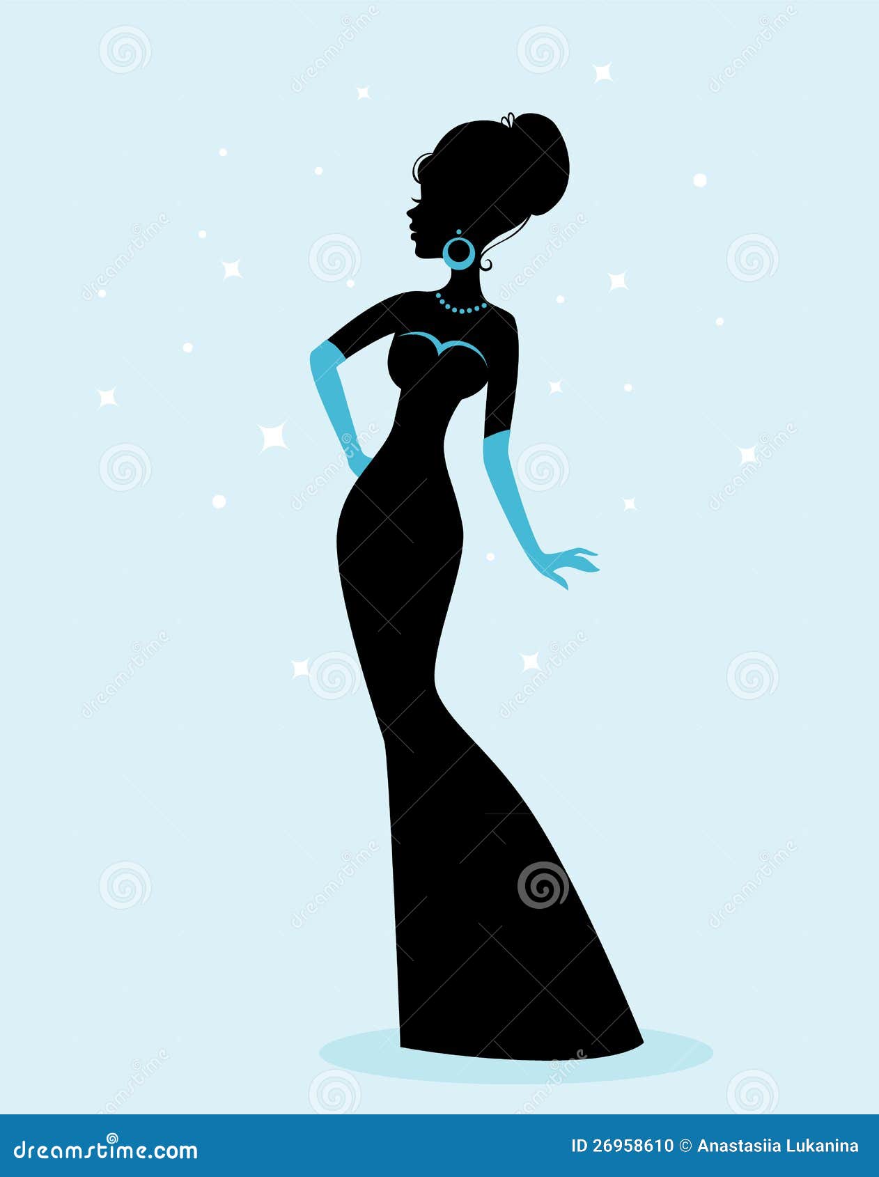 Woman silhouette in dress stock vector. Illustration of 