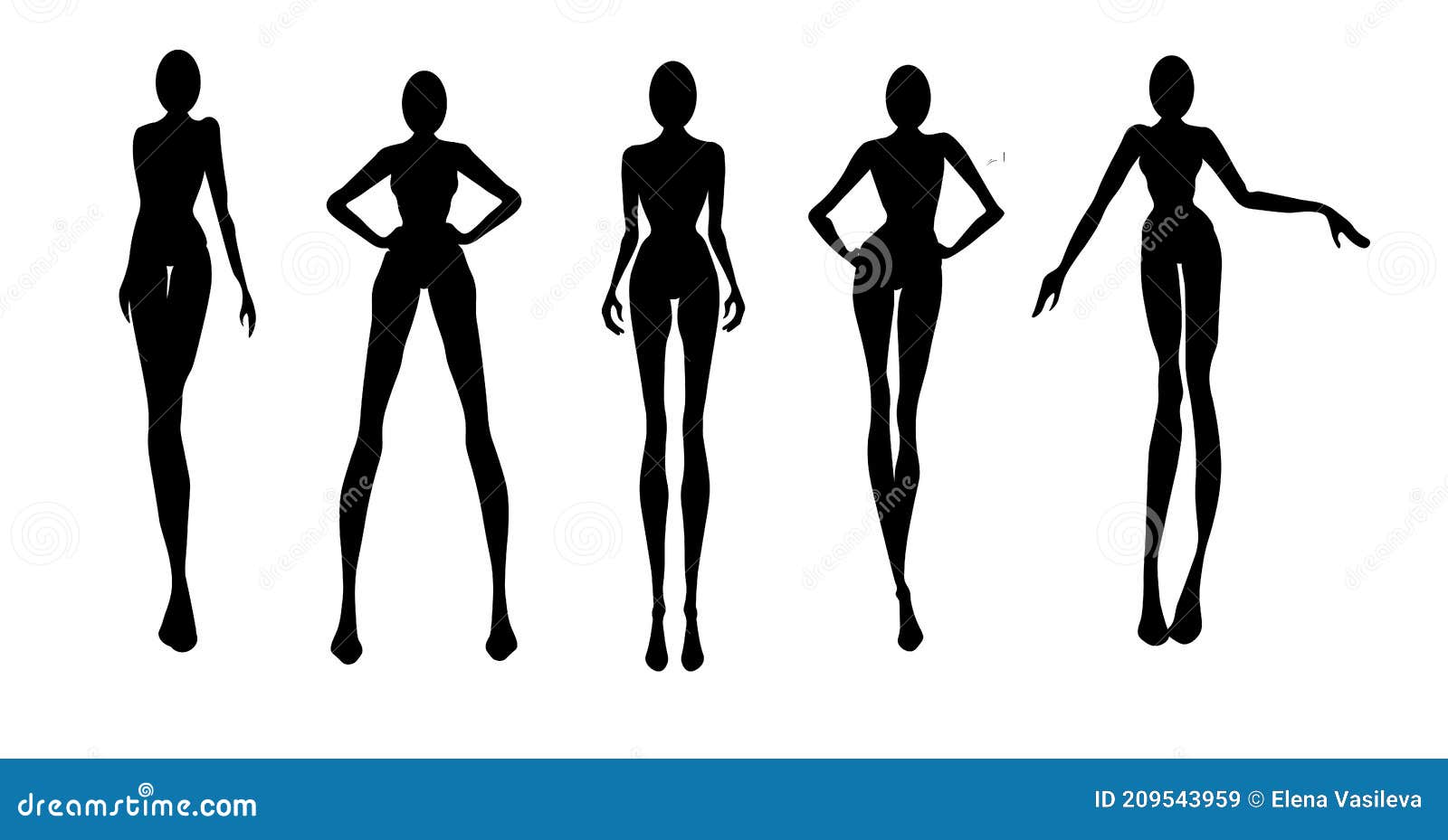 Woman Silhouette Set, Models, Vector, Fashion Illustration Stock Vector ...