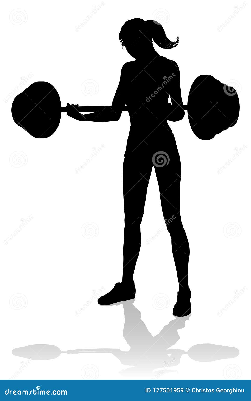 Gym Woman Silhouette Barbell Weights Stock Vector - Illustration of beautif...