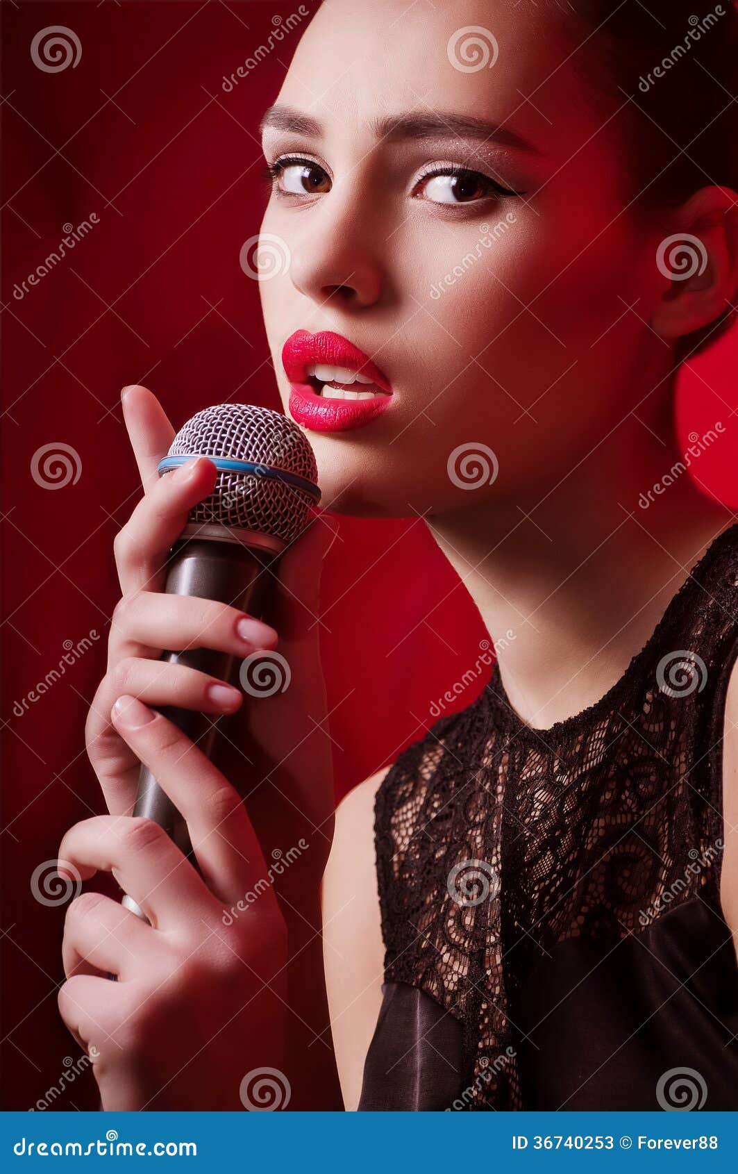 Woman Singer with Microphone Stock Image Image of musical, people