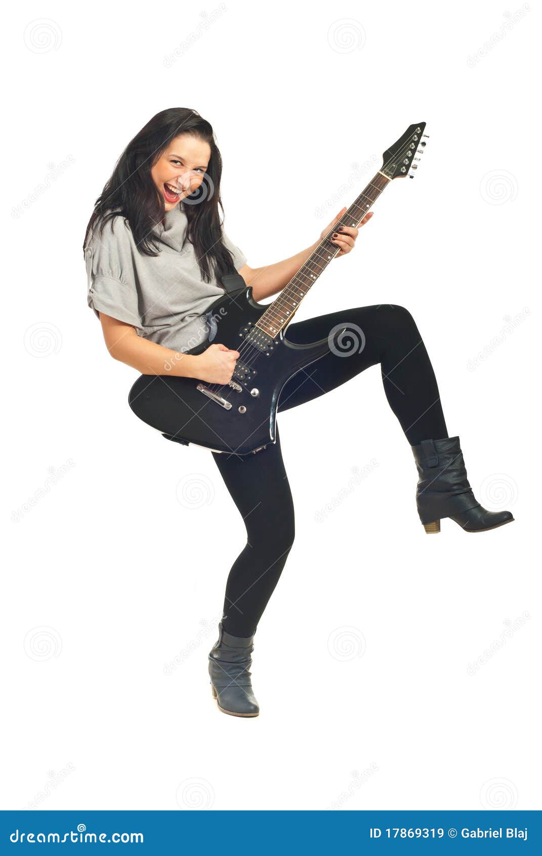 Woman Singing and Playing Guitar Stock Image Image of attractive