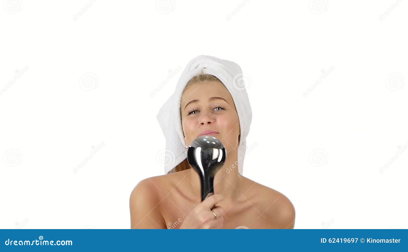 Woman Singing Under Shower Close Up Slow Motion Stock Video Video