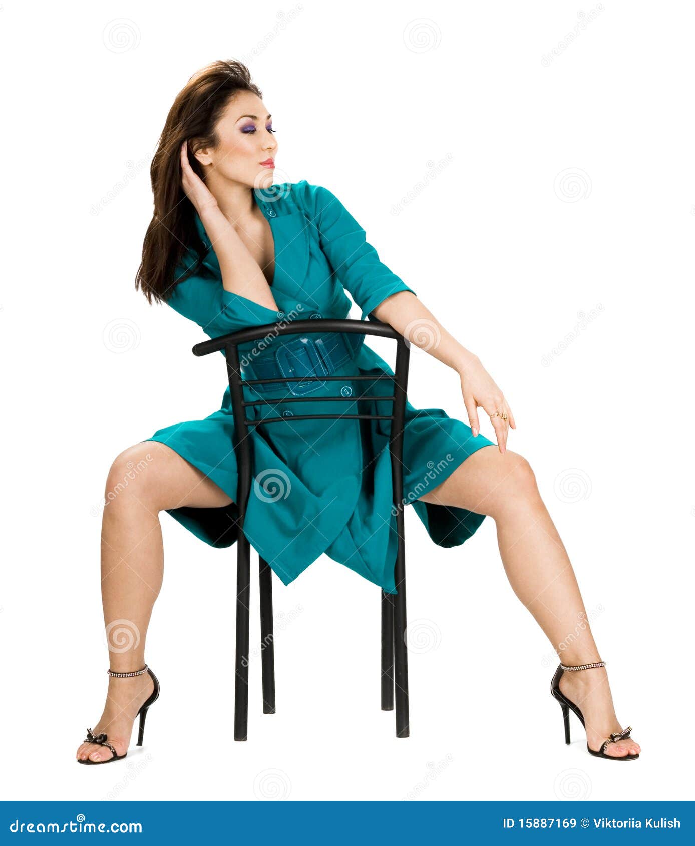Woman sitting in chair stock image. Image of makeup, human 15887169