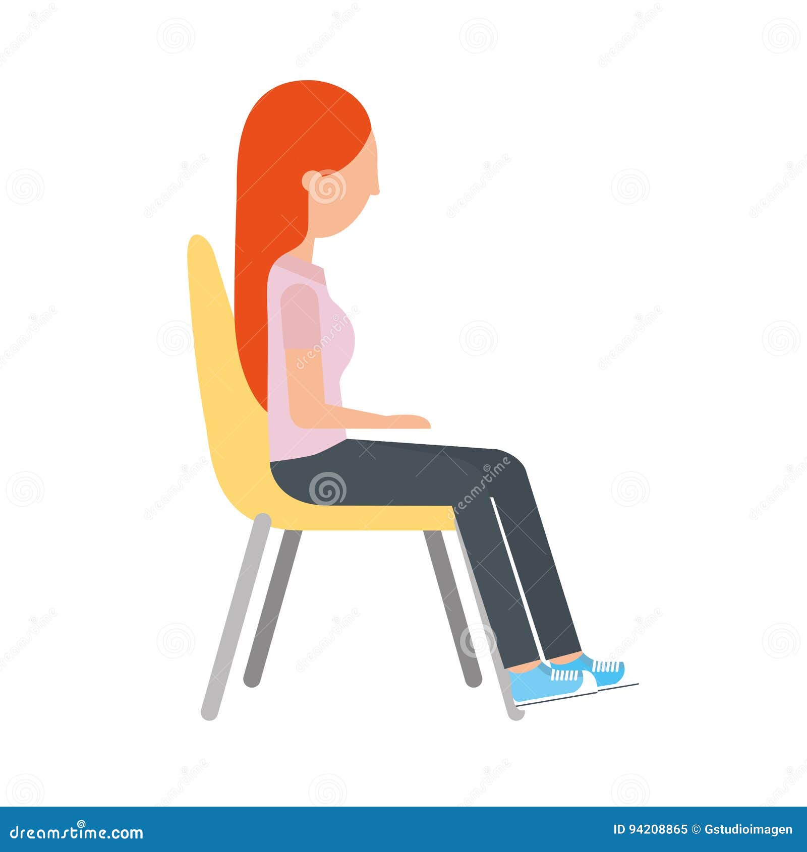 Woman sitting on chair stock vector. Illustration of pose 94208865