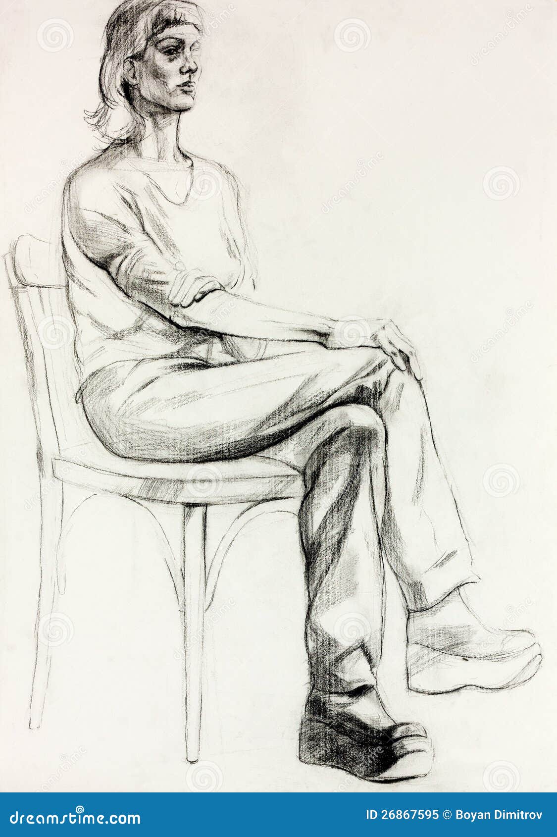 Woman Sitting Sketch Stock Illustration Illustration Of Color