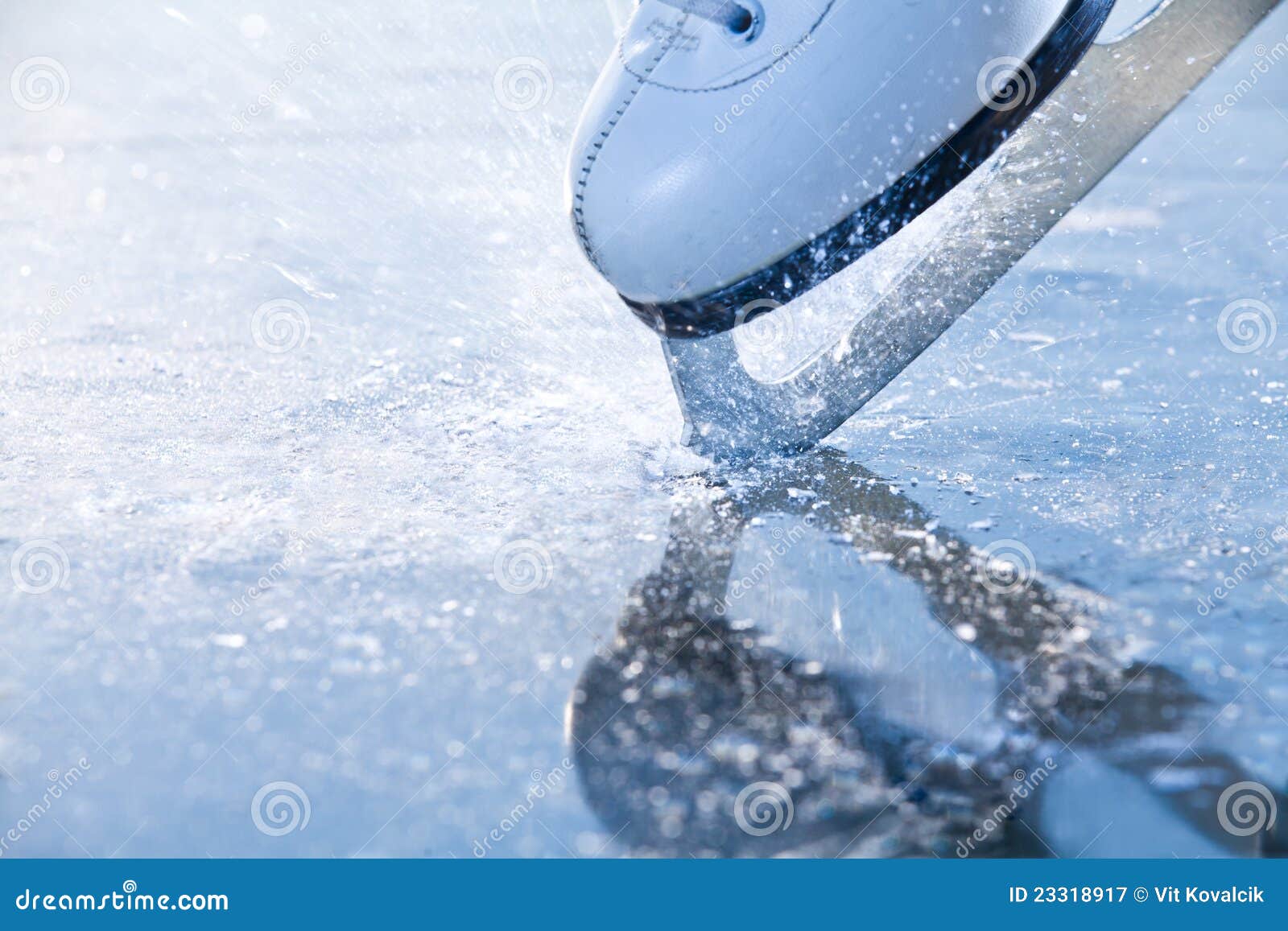 woman skates braking ice, frazil