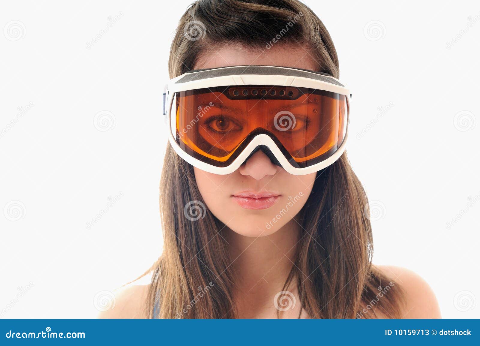 Woman ski glasses stock image. Image of isolated, person 10159713