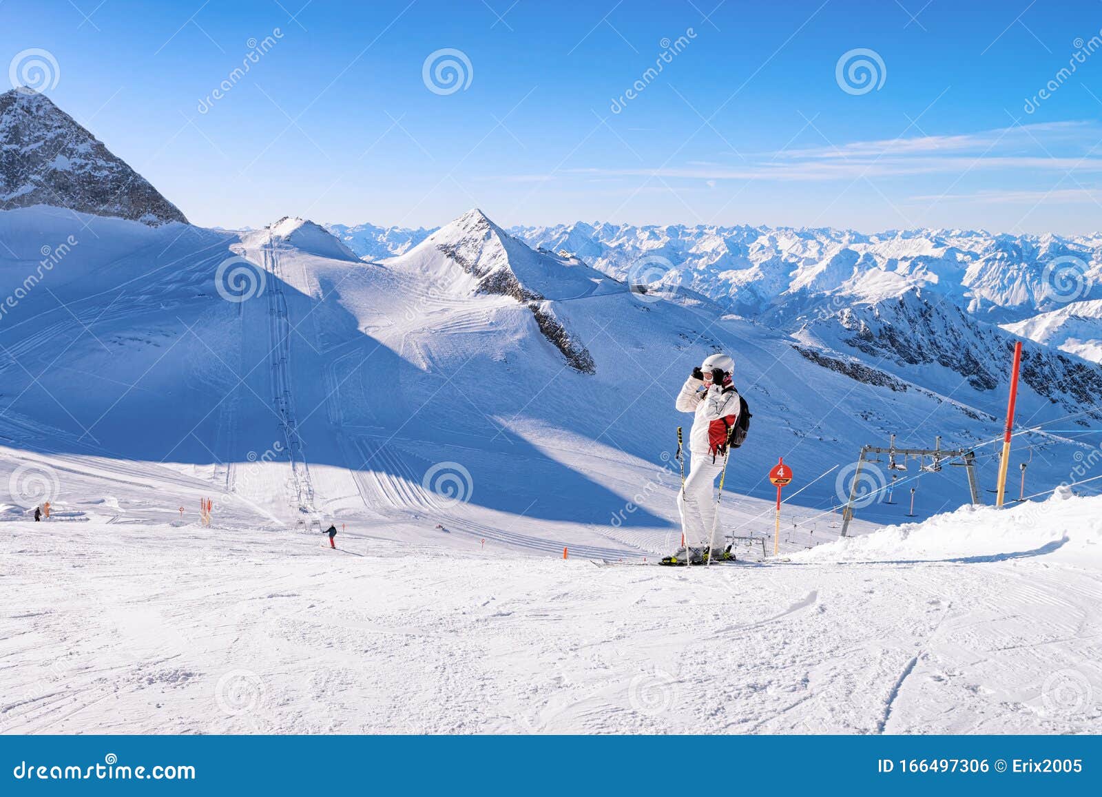 Woman Skier Skiing Hintertux Glacier Of Tyrol Austria Editorial Photo ...