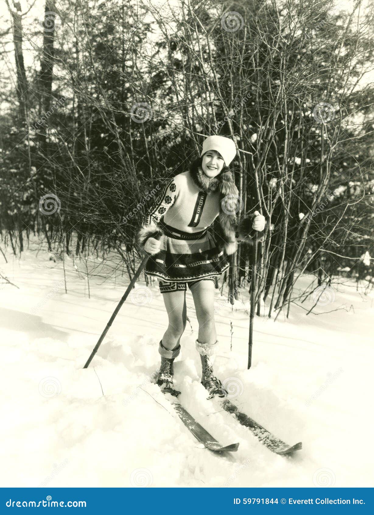 Woman With Man Skiing On Slope Stock Photo 33887622