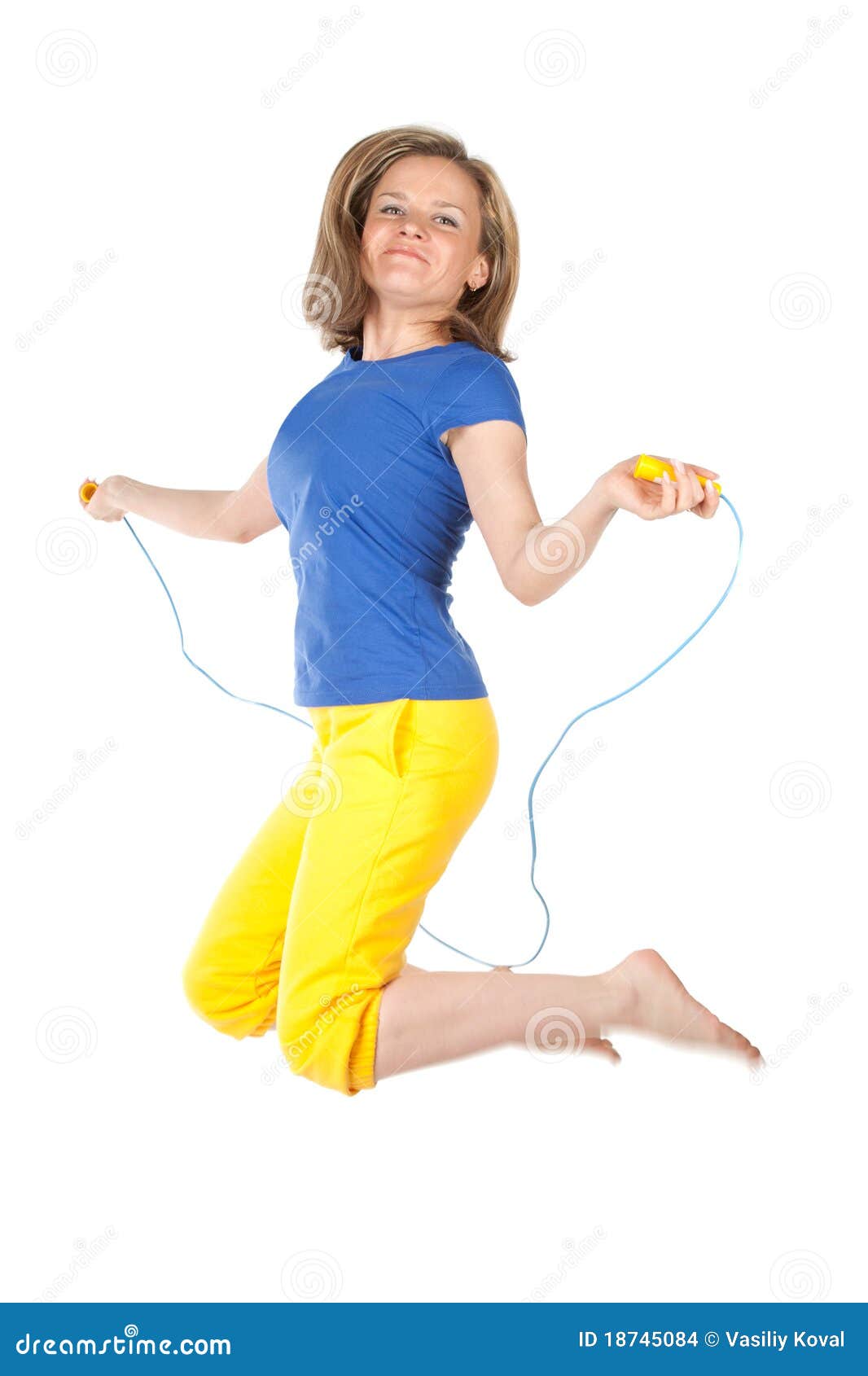 Woman with skipping-rope stock photo. Image of female - 18745084