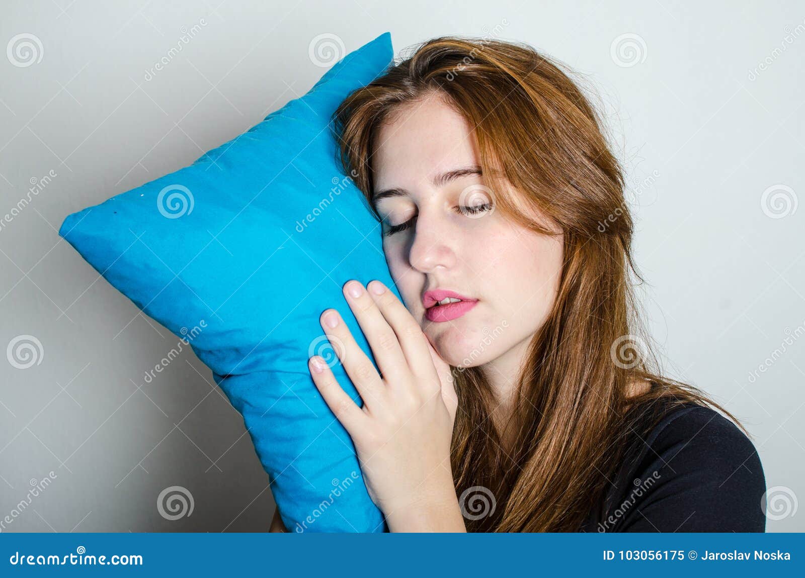 Sleeping Woman Stock Image Image Of Duvet Brunette 103056175