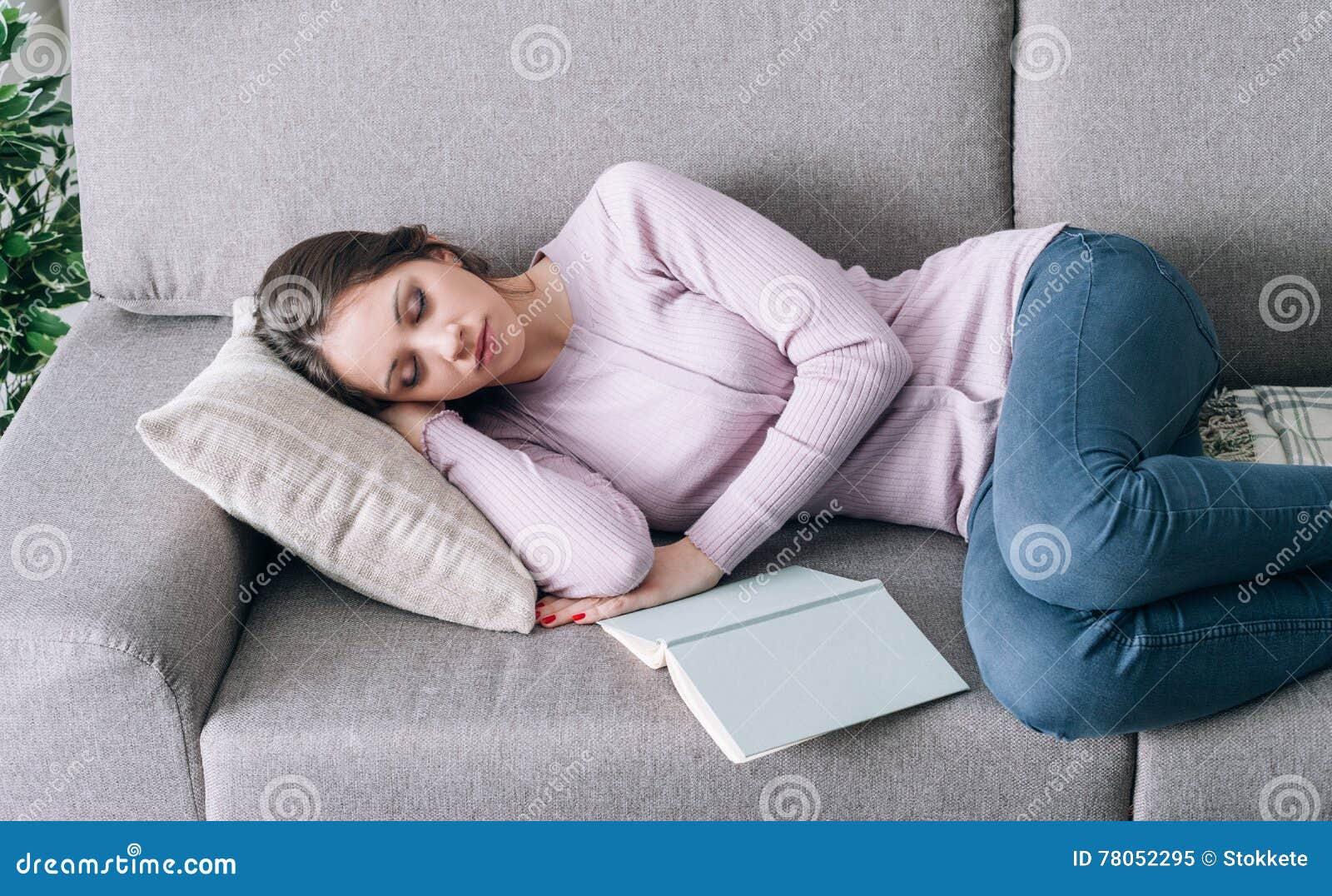 Woman sleeping on the couch