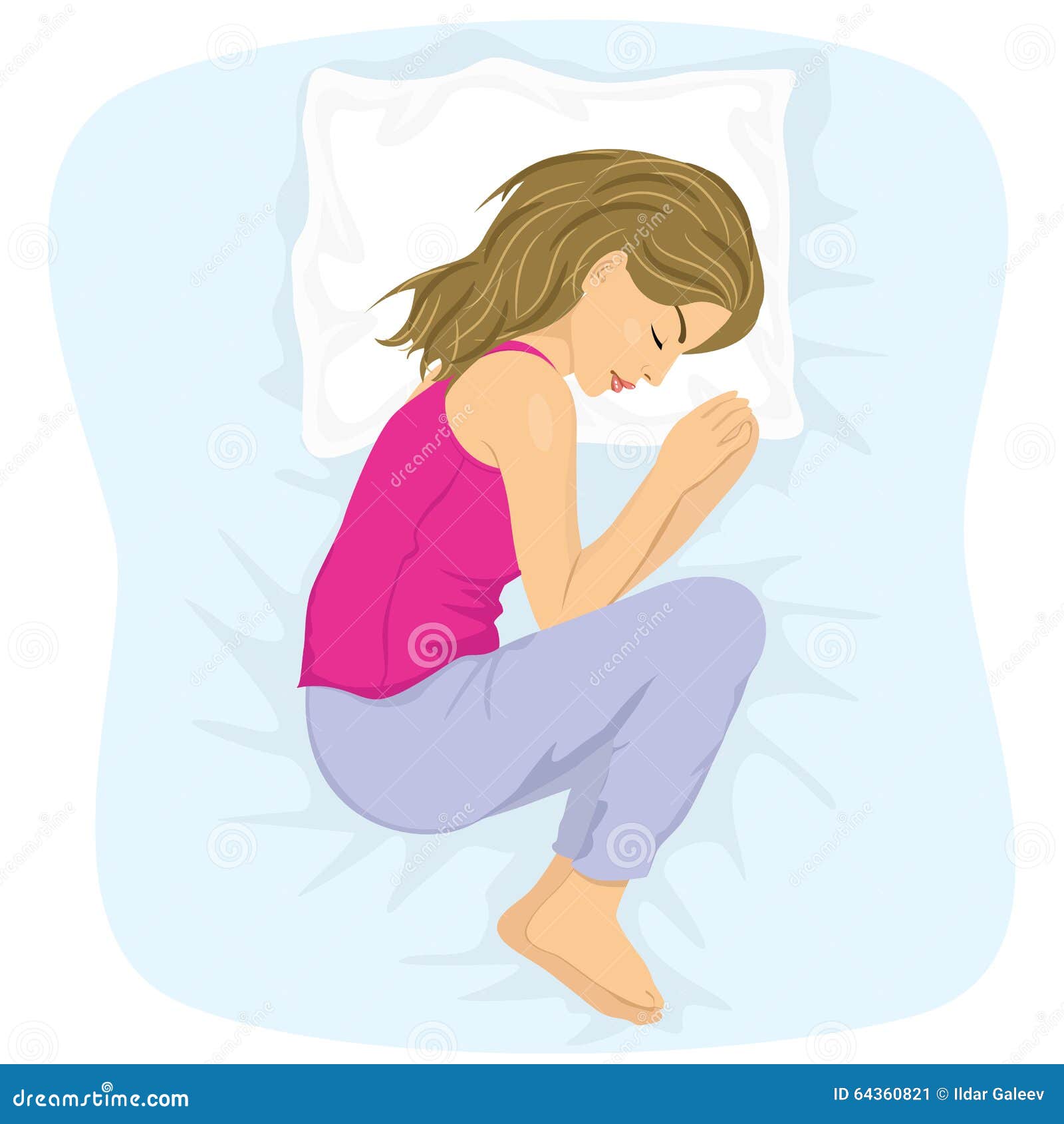 Woman Sleeping in the Fetal Position Stock Vector - Illustration of ...
