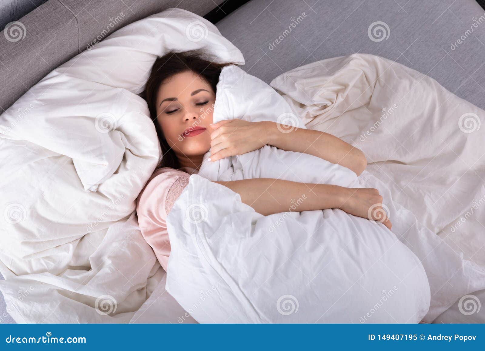 Woman Sleeping With Pillow Stock Image Image Of People 149407195