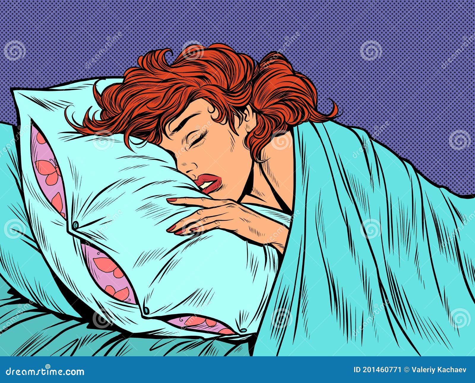 Woman Sleeps In Different Poses Healthy Night Sleep Sleeping Pose And Female Character Sleep