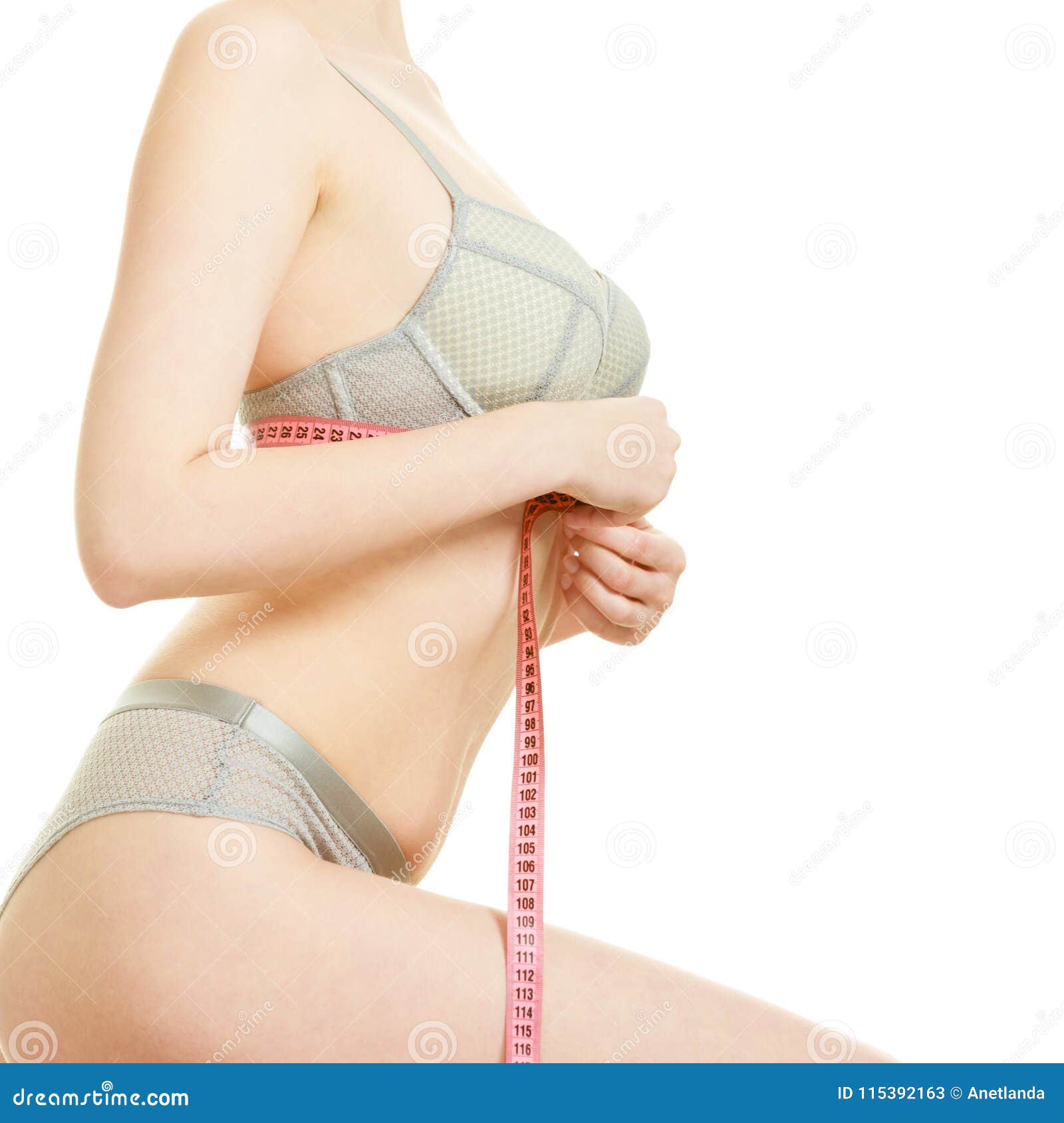 Woman Measuring Her Under Breasts. Stock Image - Image of numbers,  centimeter: 115392163