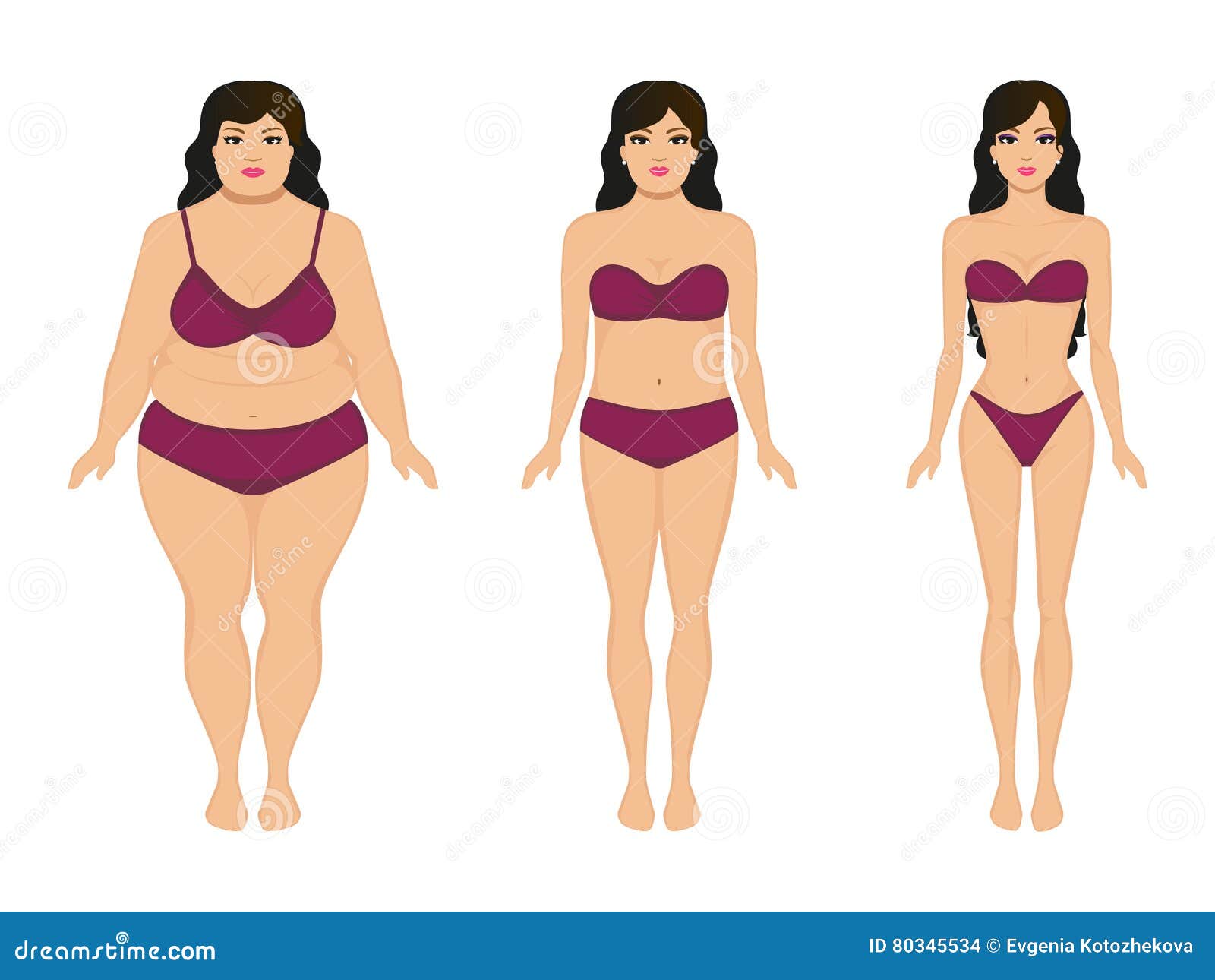Woman Slimming, Fat Slim Girl, Female Weight Loss Stock Vector -  Illustration of background, drawing: 80345534