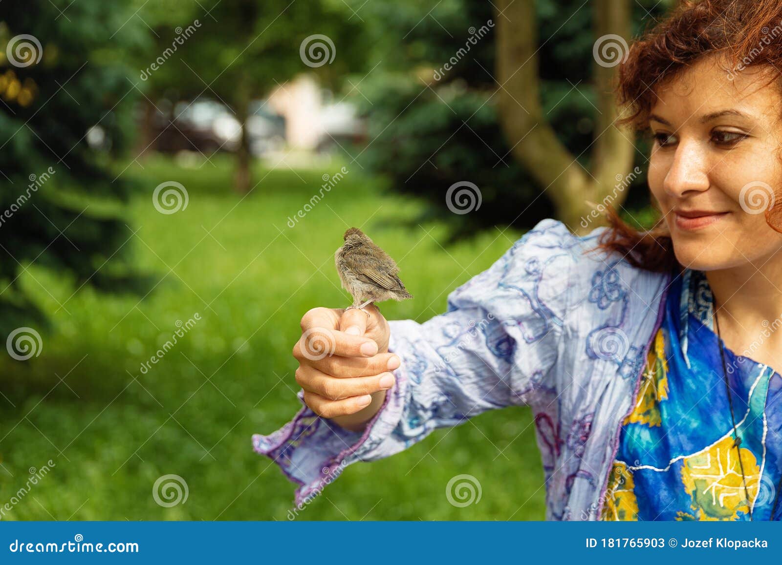 Woman with a Small Bird. Bird in Hand. Stock Image Image of friend
