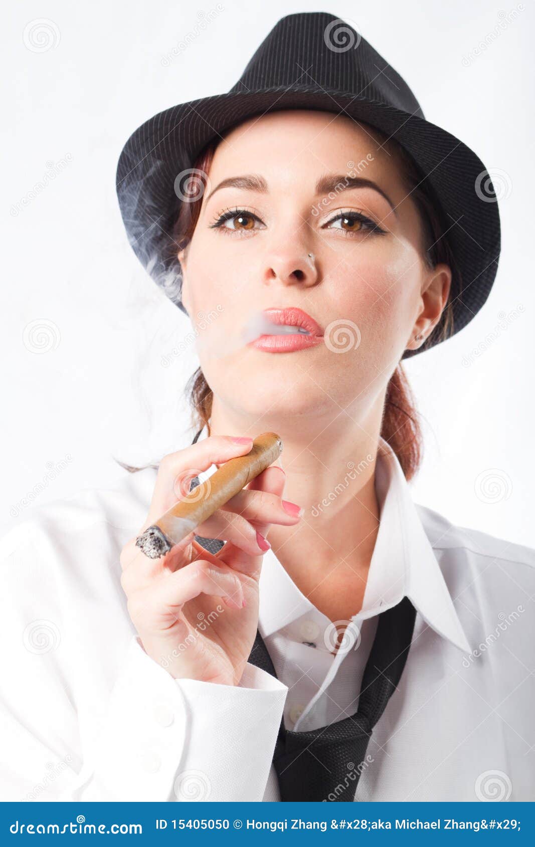 Woman smoking cigar stock photo. Image of glamor, european - 15405050