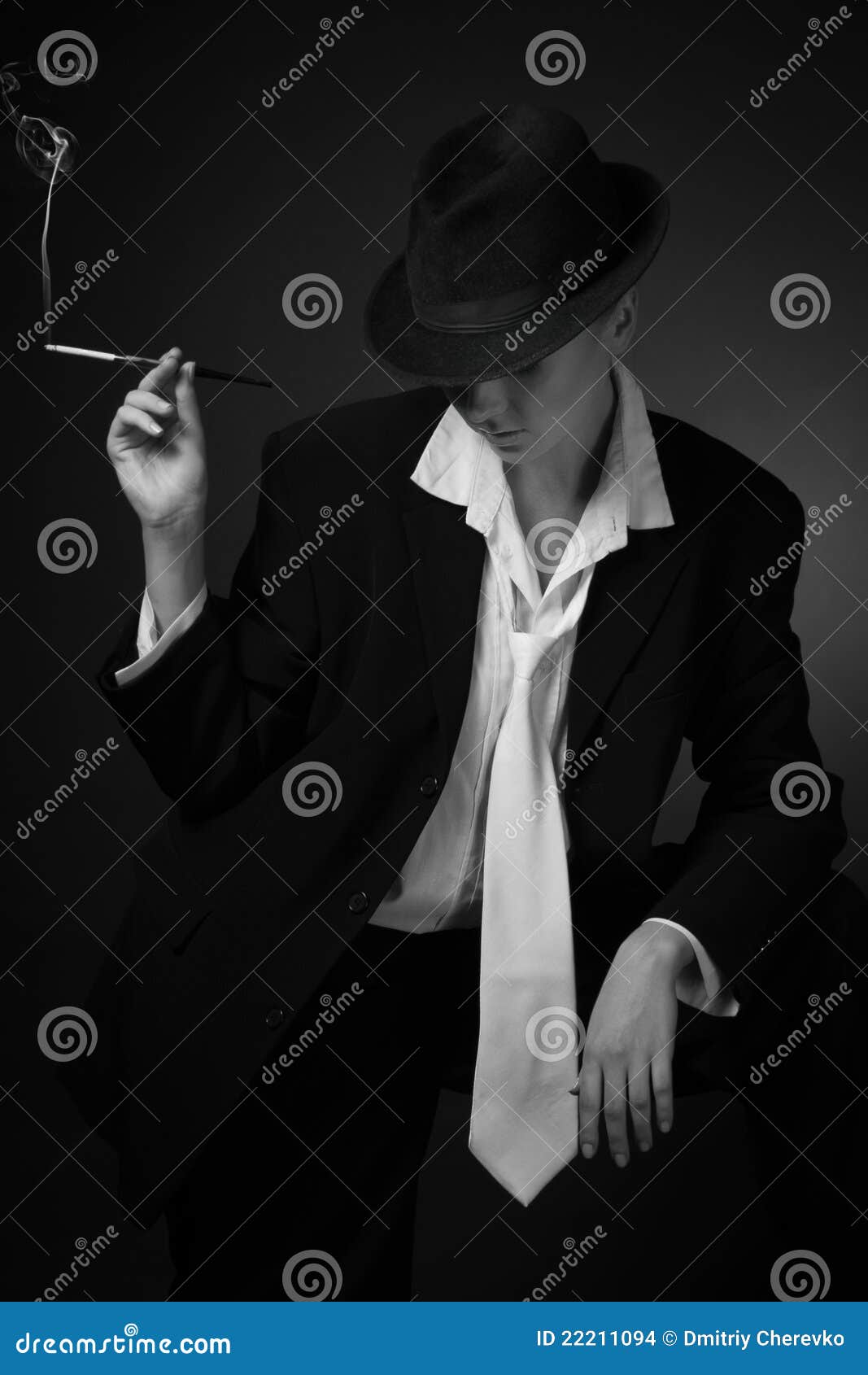 Woman Smoking Cigarette in Mouthpiece Stock Photo Image of beverage, indoors 22211094
