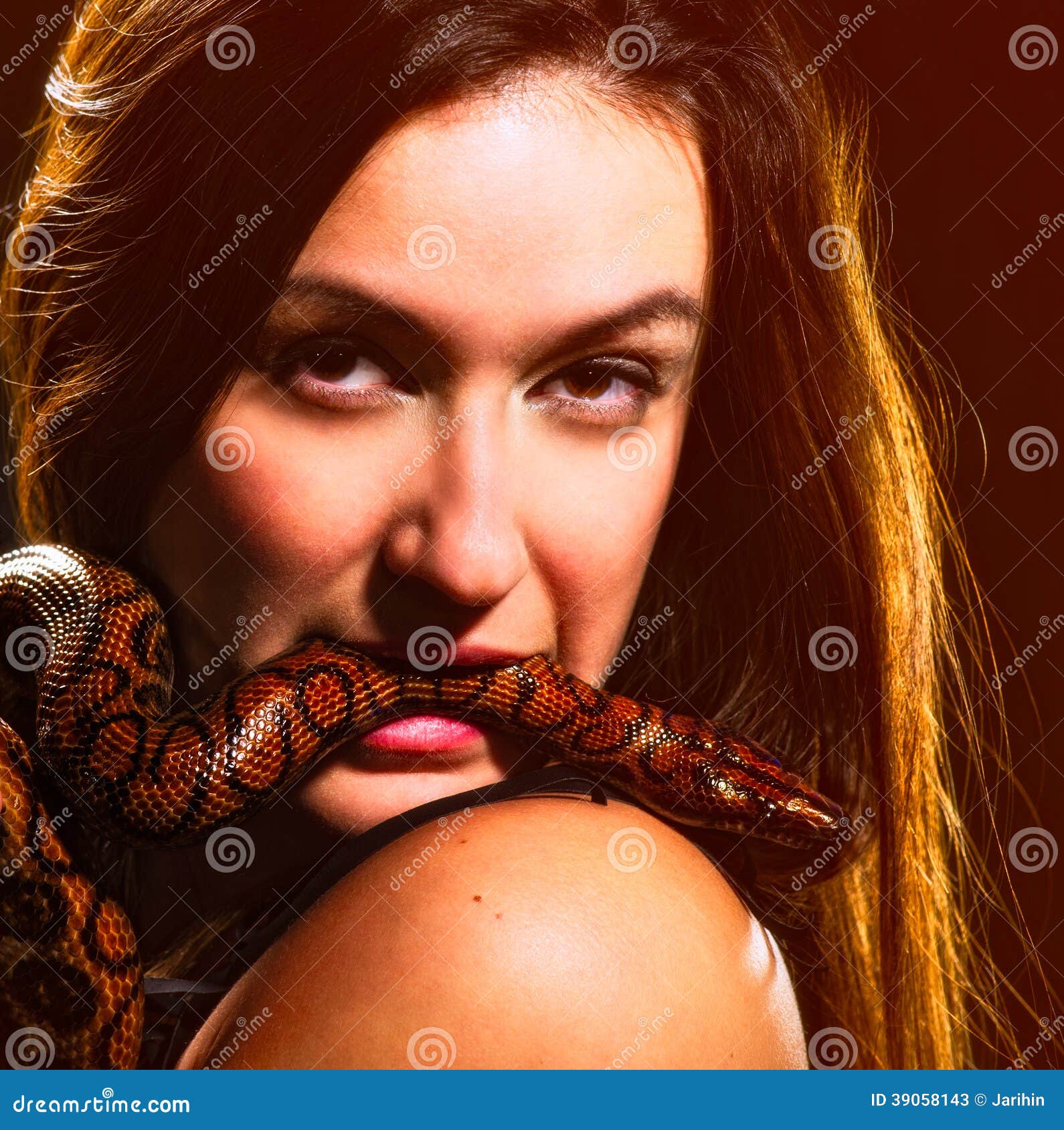 Woman and snake stock image. Image of cenchria, pretty - 39058143