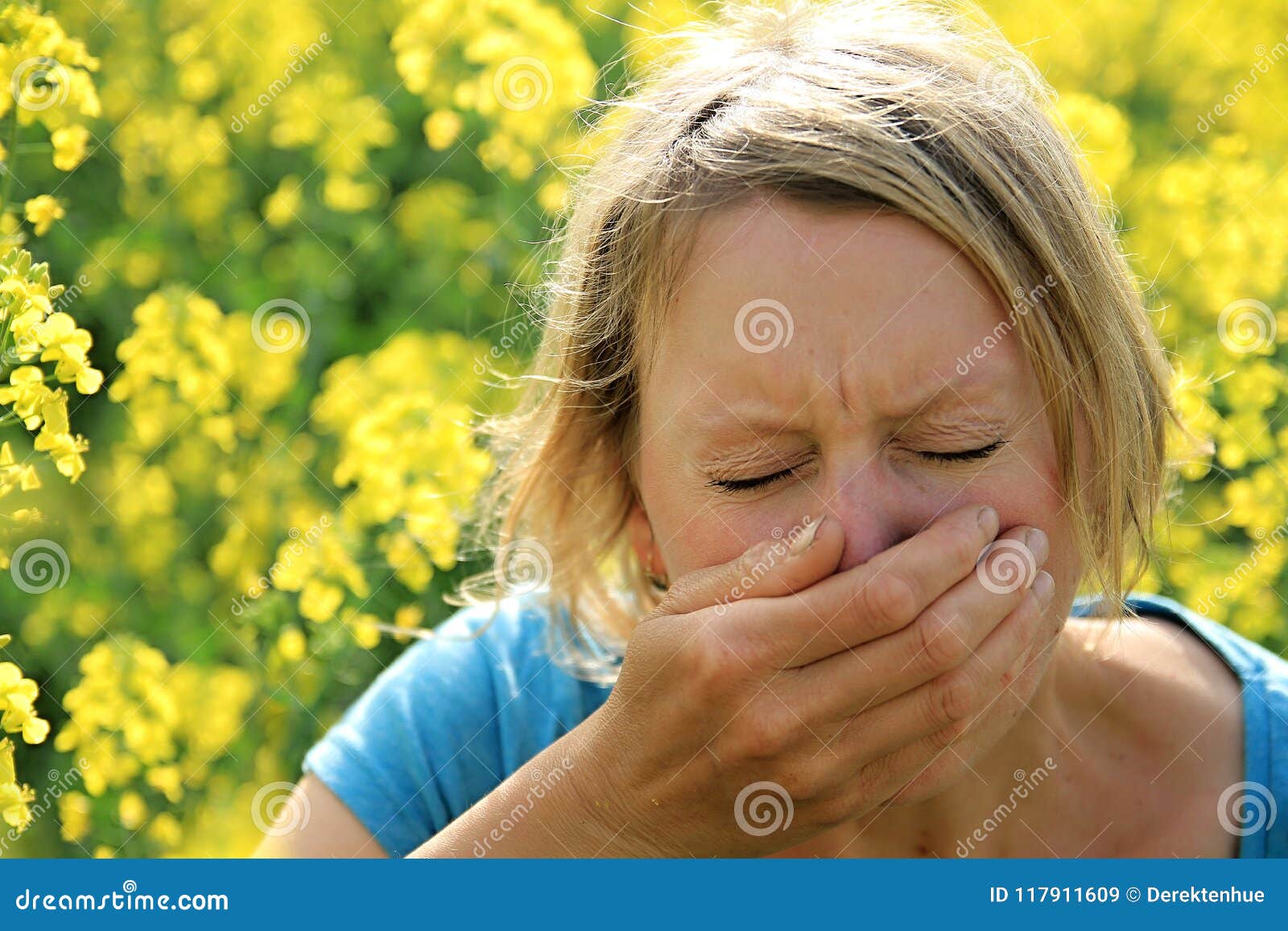 Woman Sneezing because of Allergy To Pollen Stock Image Image of dust