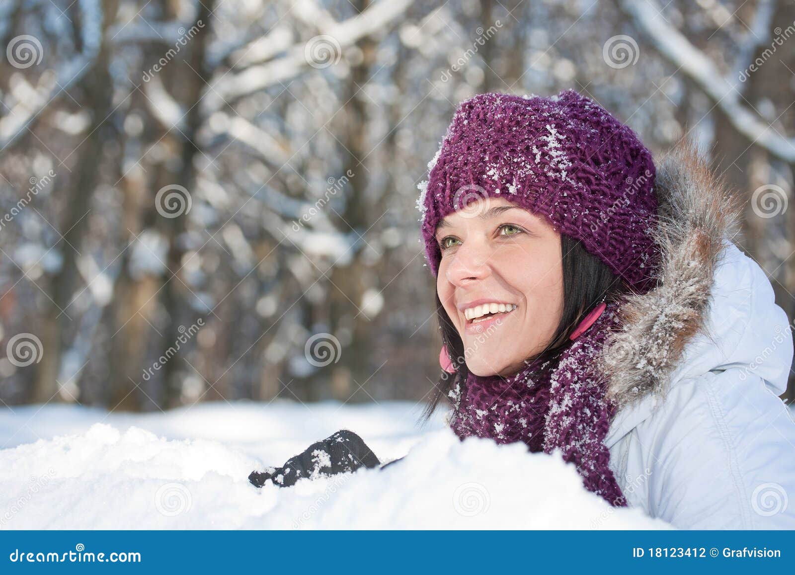 Woman in snow stock photo. Image of smiling, fashion - 18123412