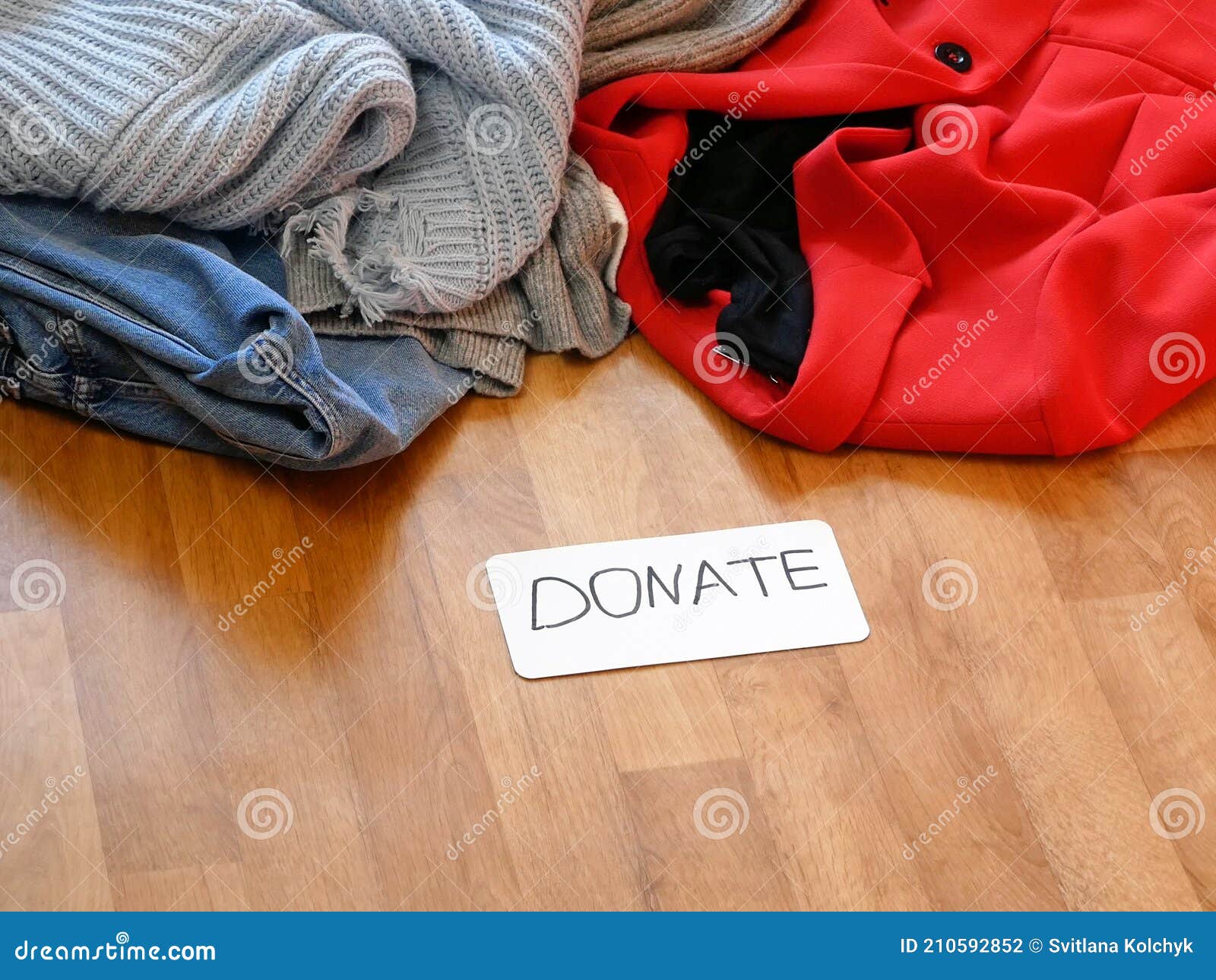 Woman Sorting Clothes for Donation at Home Stock Photo Image of
