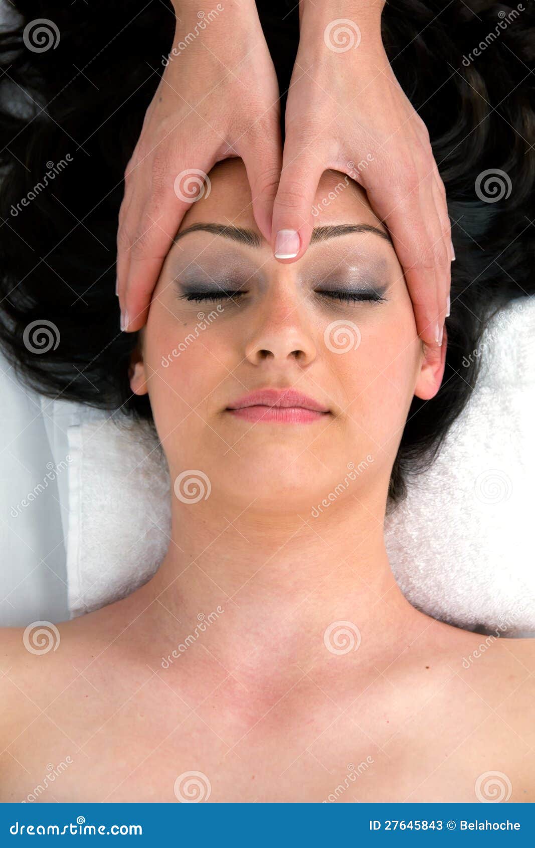 Woman in a Spa Getting a Head Massage. Stock Image Image of massaging