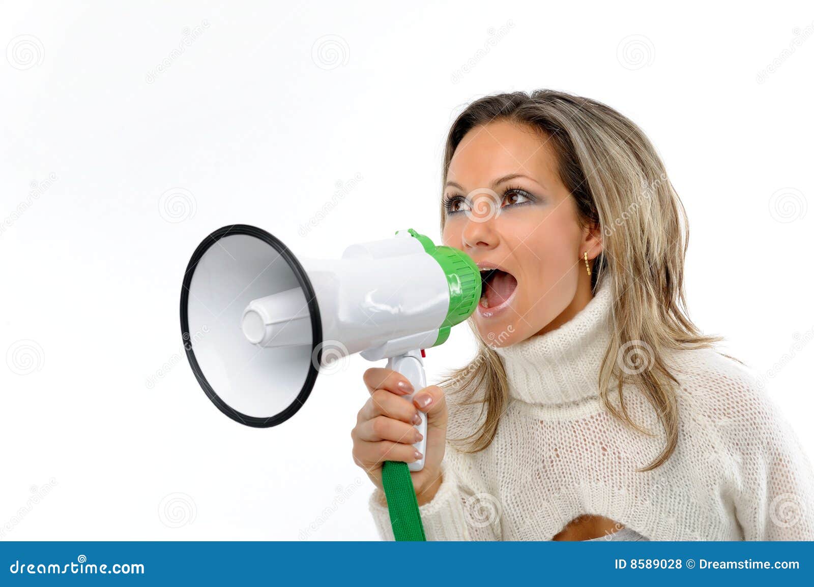 Woman Speaking through Megaphone Stock Photo Image of female, person