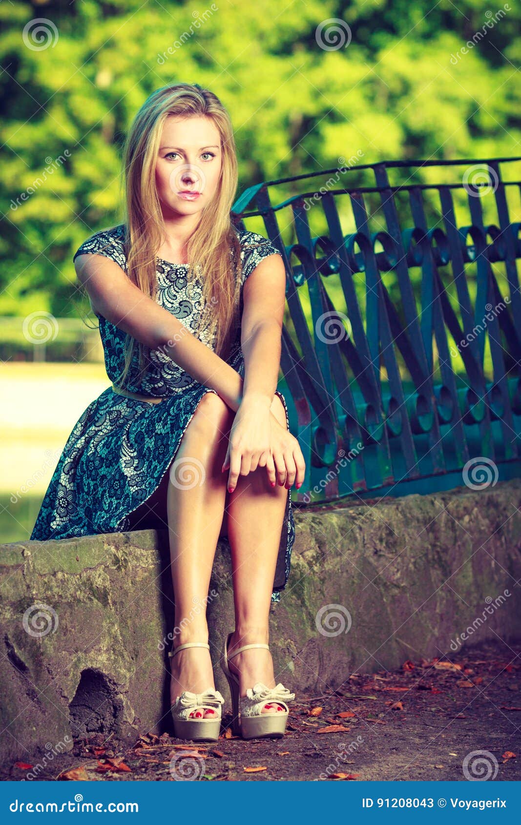 Woman Spending Her Free Time in Park Stock Image - Image of garden ...