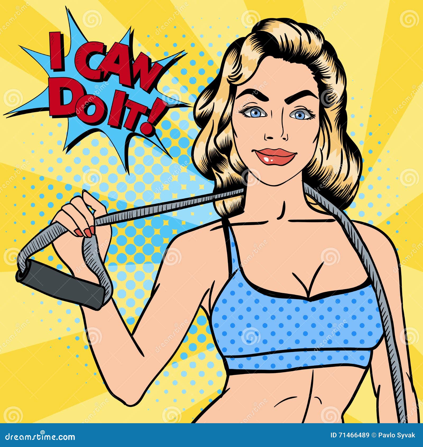 Woman with Sport Equipment. Fitness Girl. Athletic Woman Stock Vector