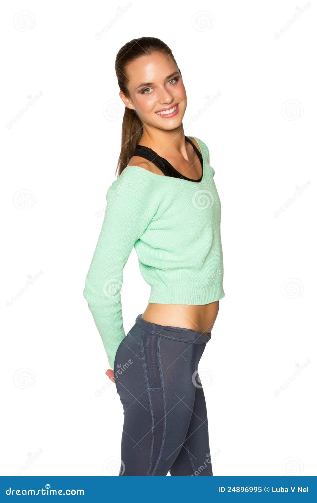 Woman in sportswear stock image. Image of female, green - 24896995