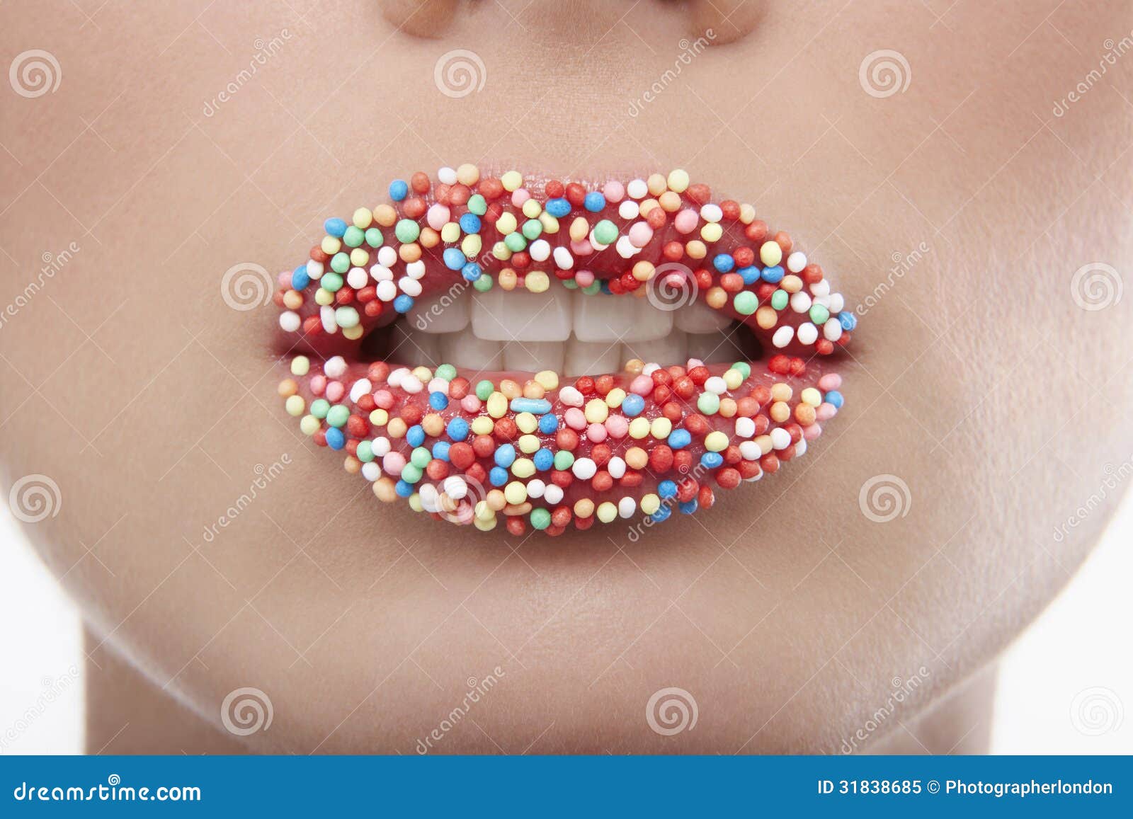 Woman with Sprinkle Candy Lips Stock Image Image of asian, detail