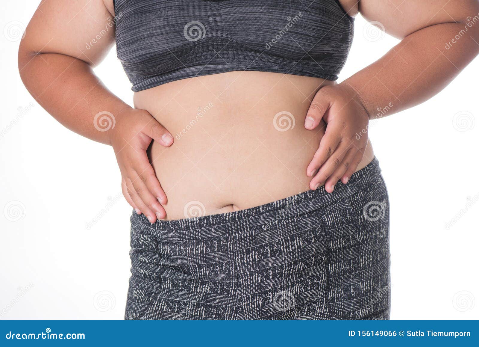 Woman Squeeze Belly Fat Wearing Black Underwear Bra and Pant on White  Isolated Stock Photo - Image of lifestyle, diet: 156149066