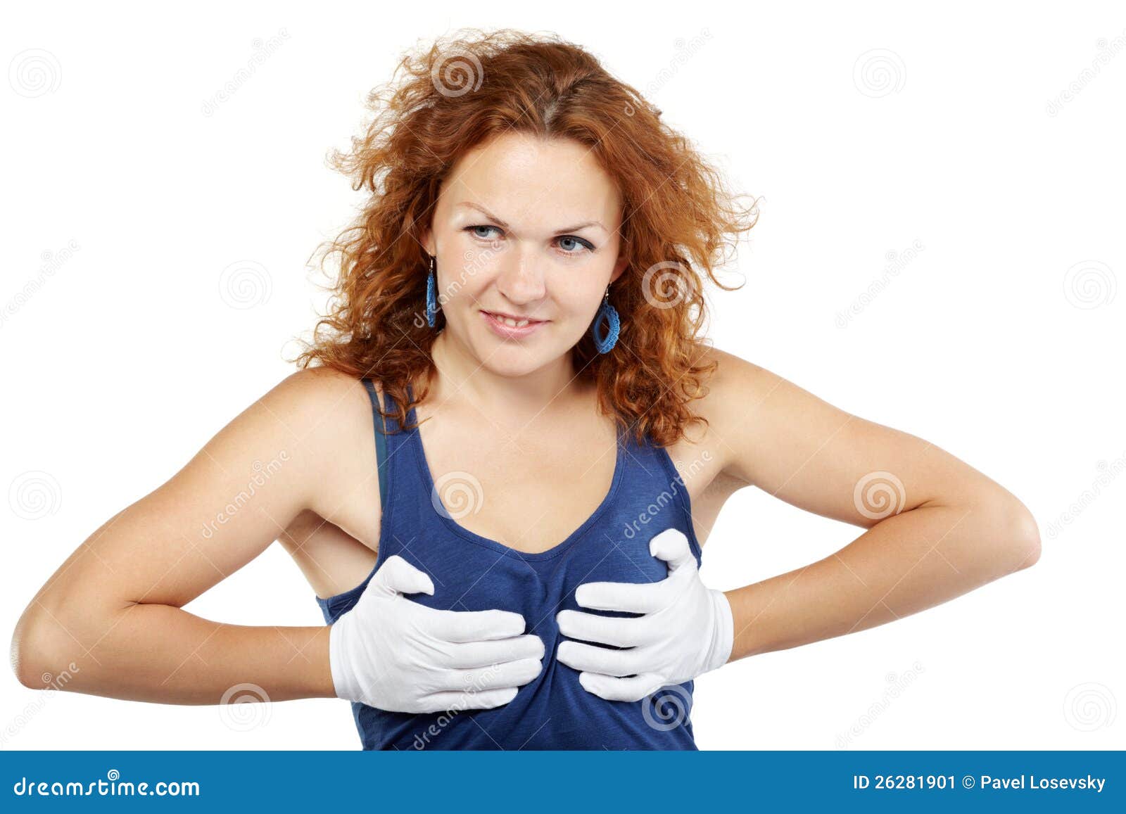 Woman Squeezes Her Breasts With Her Hands Stock Image Image Of Female Hand 26281901