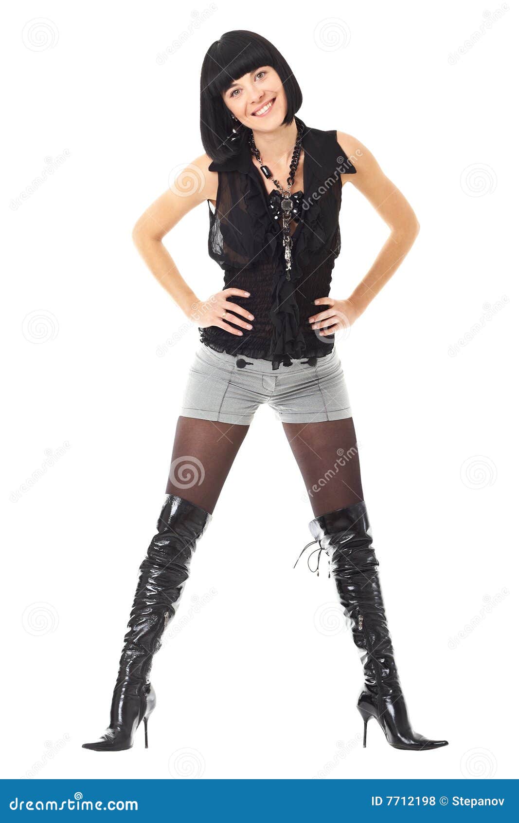 Woman Standing Against Isolated White Background Stock Photo - Image of ...