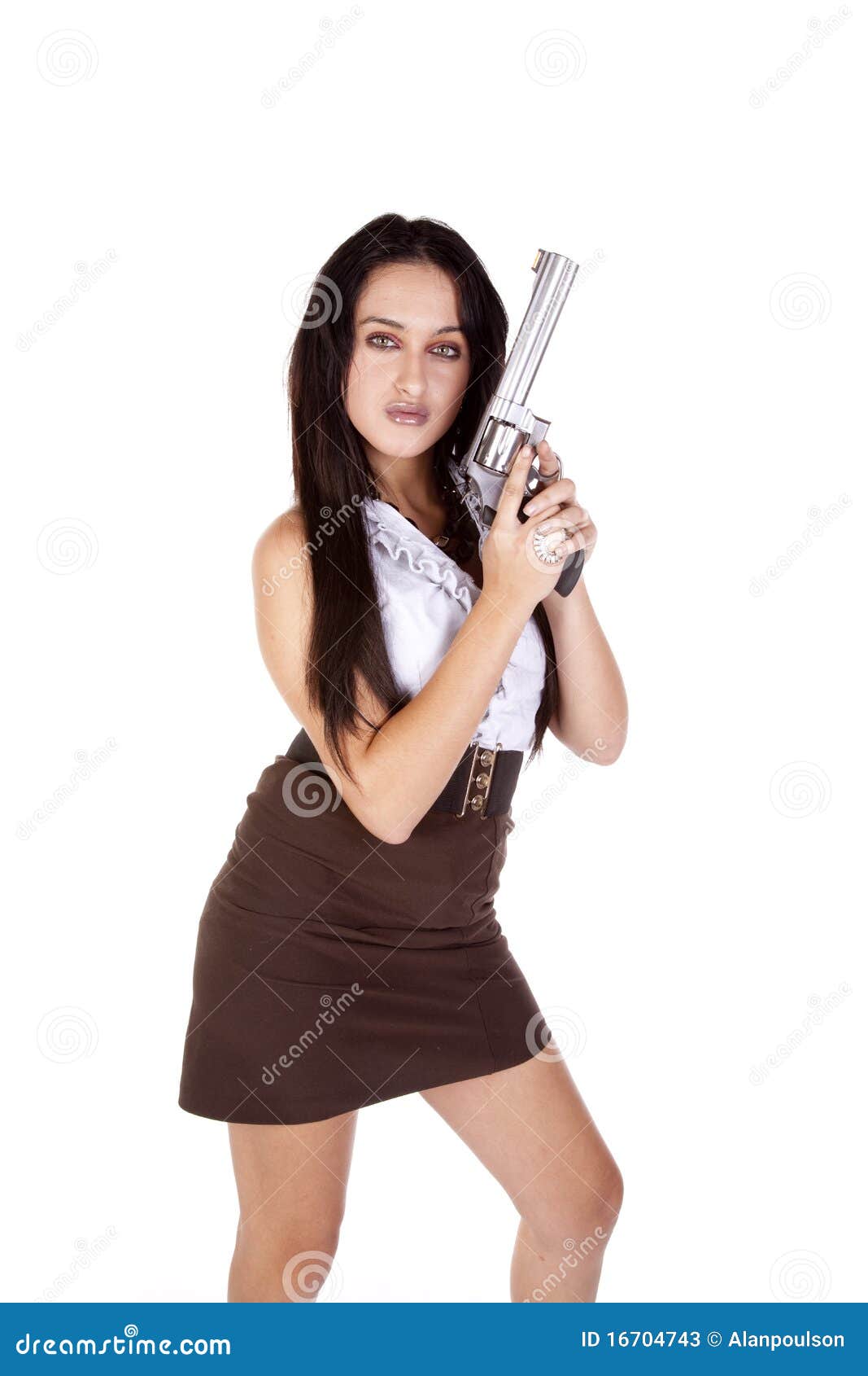 Woman Standing With Gun Stock Photos - Image: 16704743