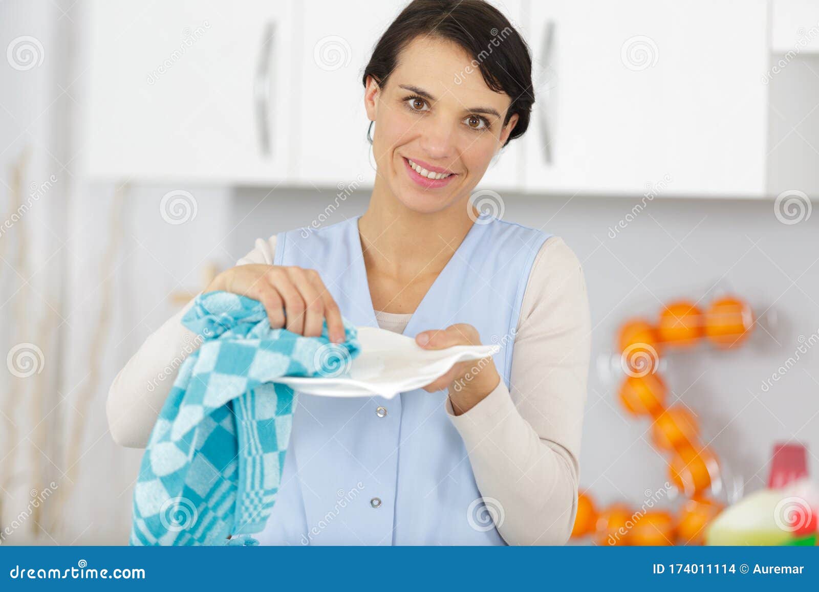 Woman Standing at Kitchen Sink Washing Up Stock Photo Image of caucasian, heap 174011114