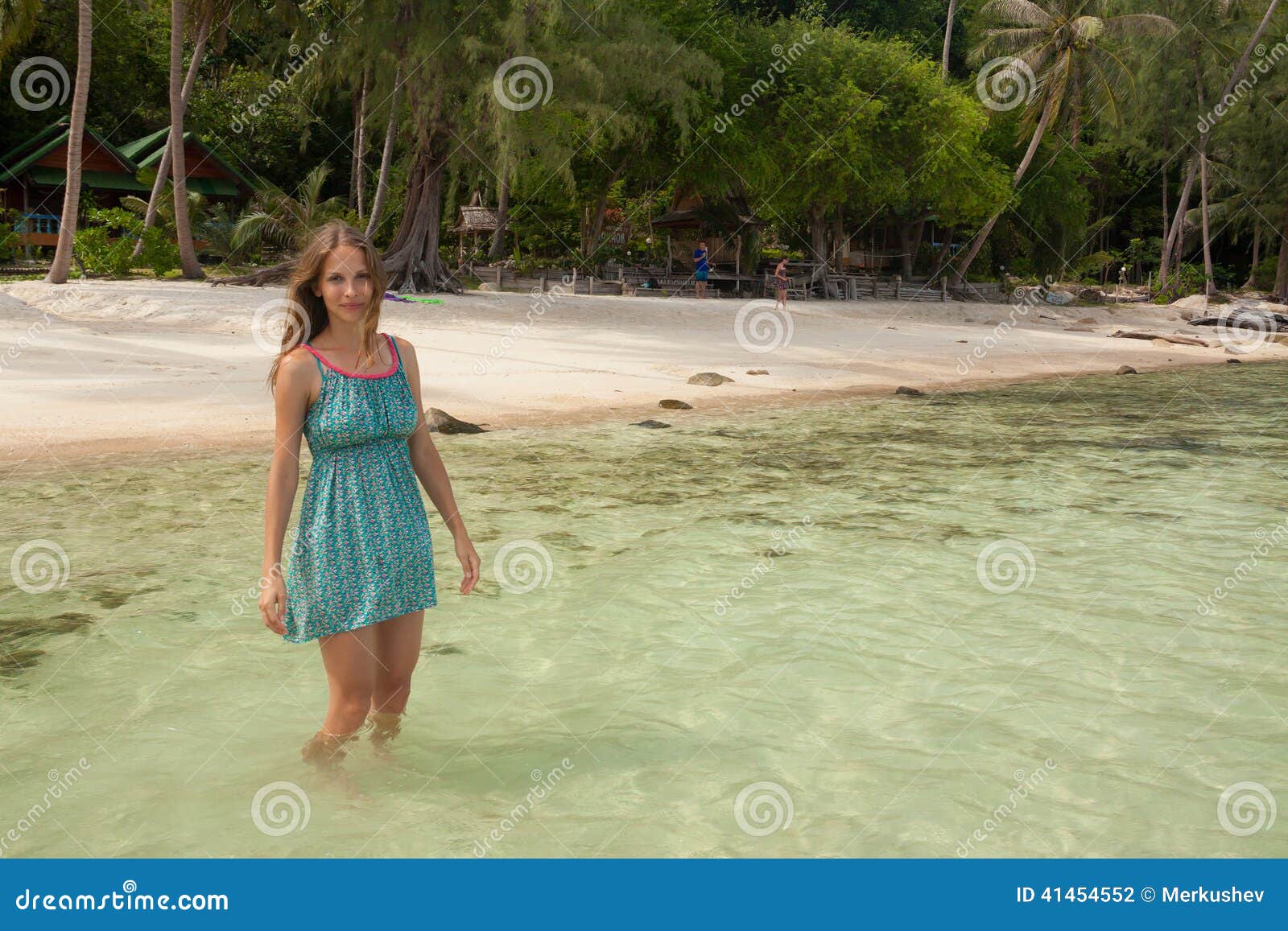 Woman Standing Knee-deep in Water Stock Photo - Image of attractive ...