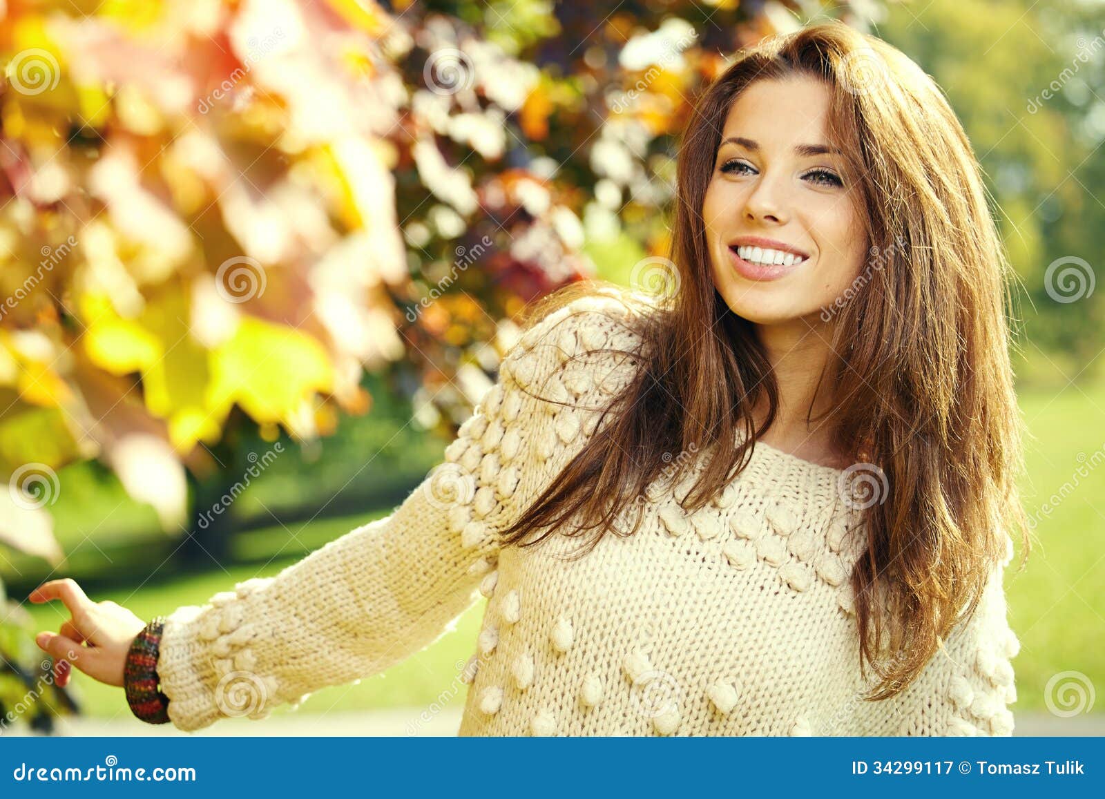 Woman Standing in a Park in Autumn Stock Image - Image of beauty, adult ...