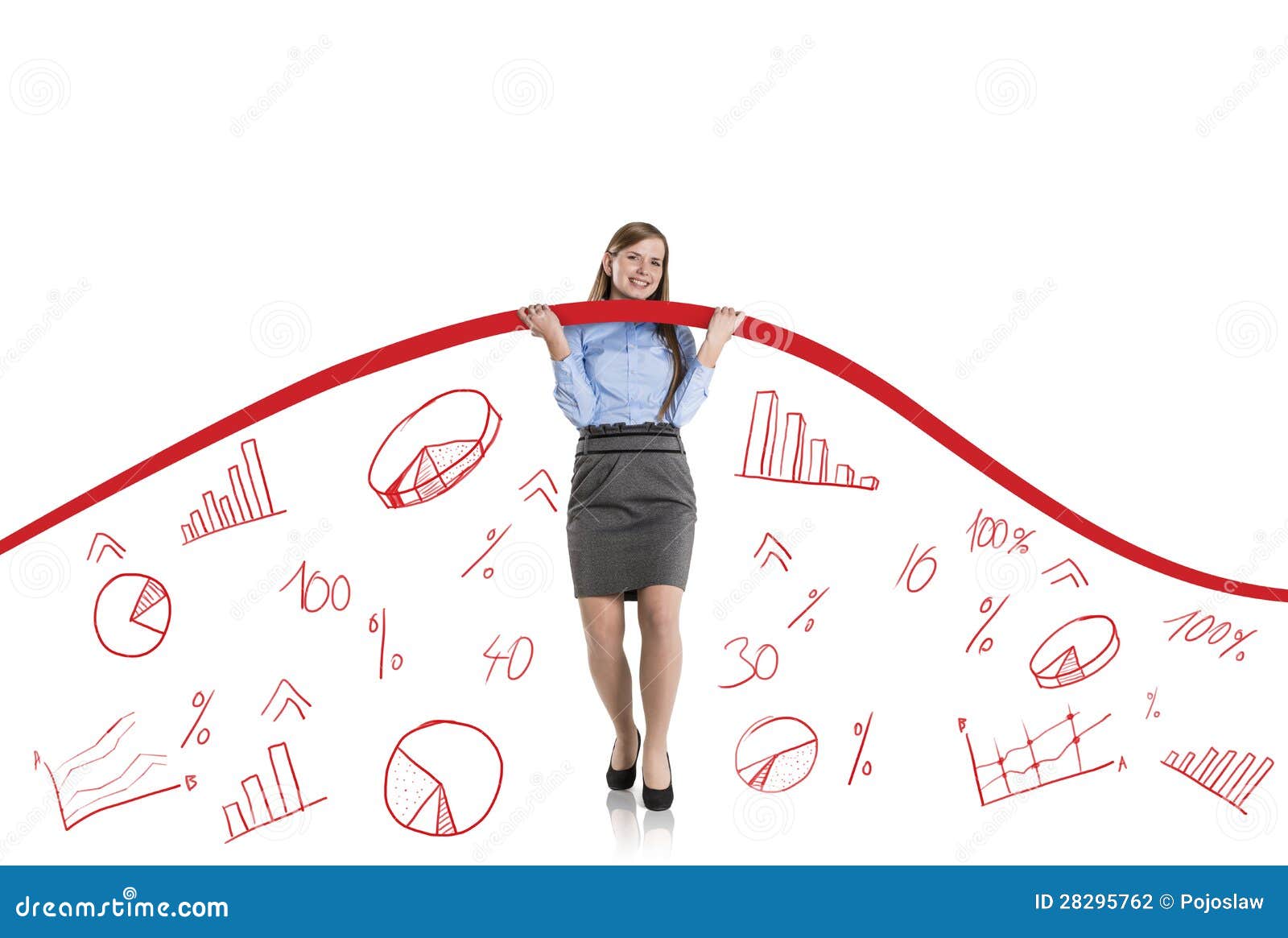 woman with statistics curve