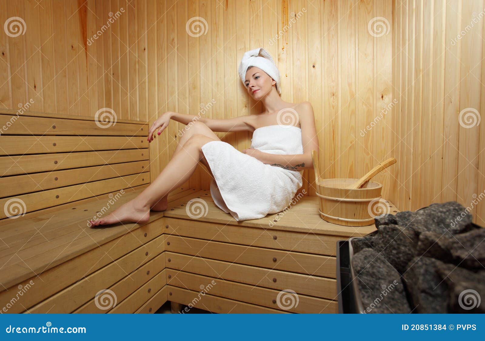Woman And Steam-bath At Sauna Stock Images - Image: 20851384