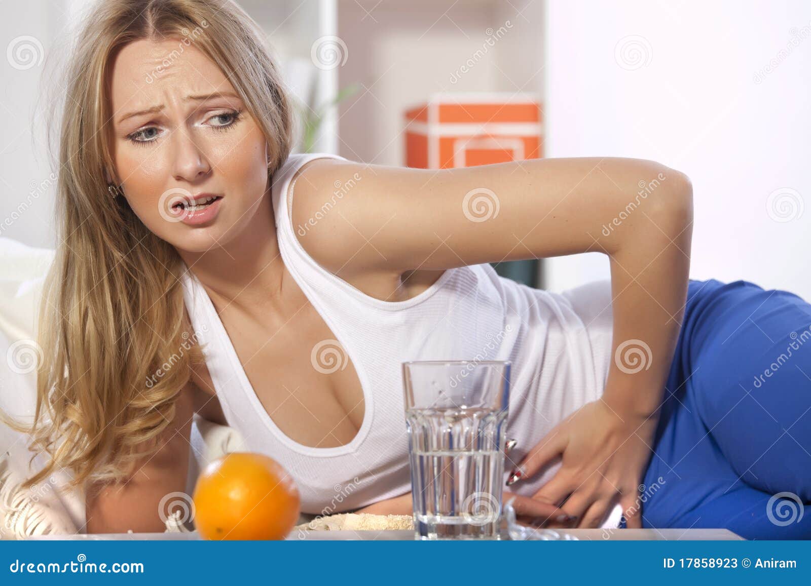 woman with stomach pain