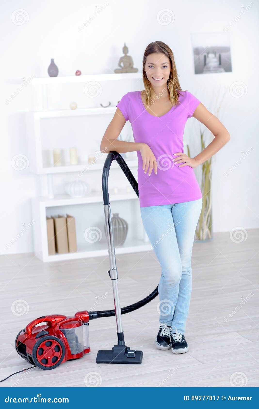 Woman Stood with Vacuum Cleaner Stock Image Image of cleaner, apron