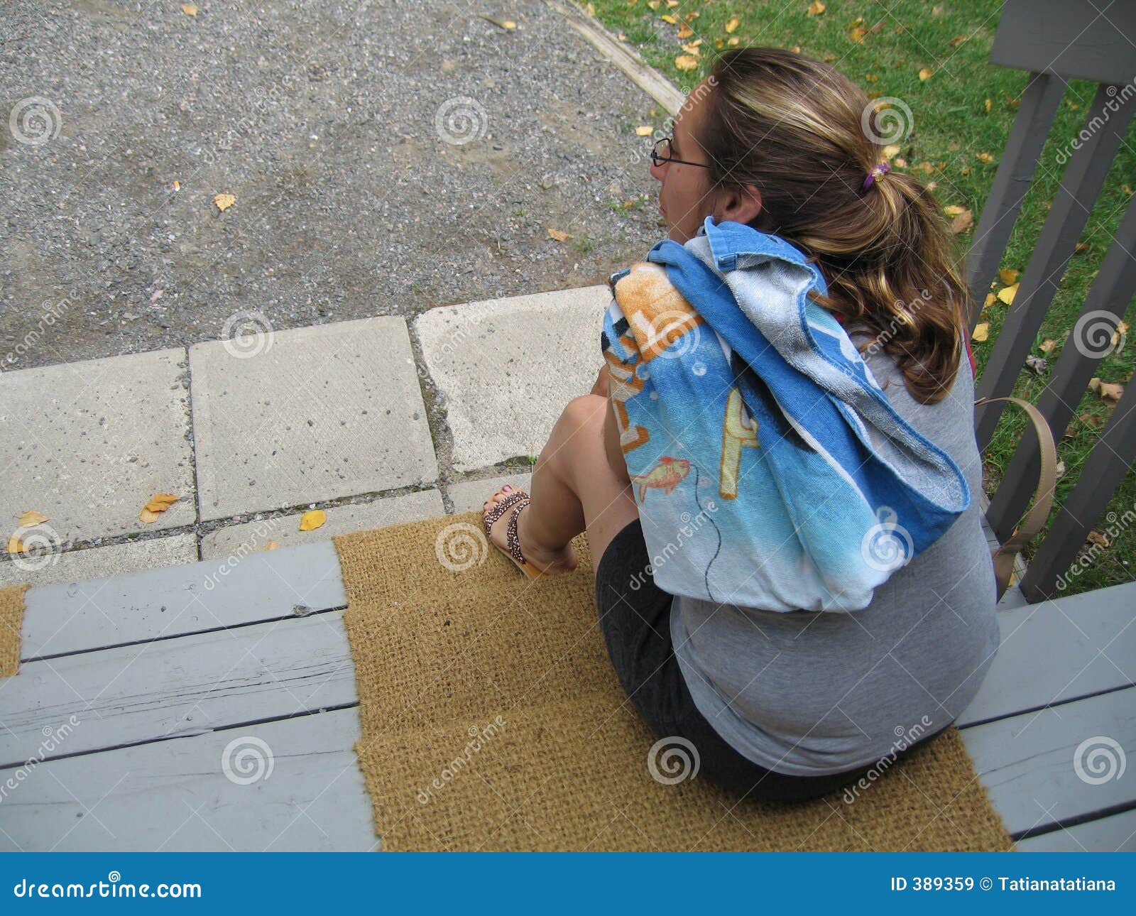 woman on a stoop