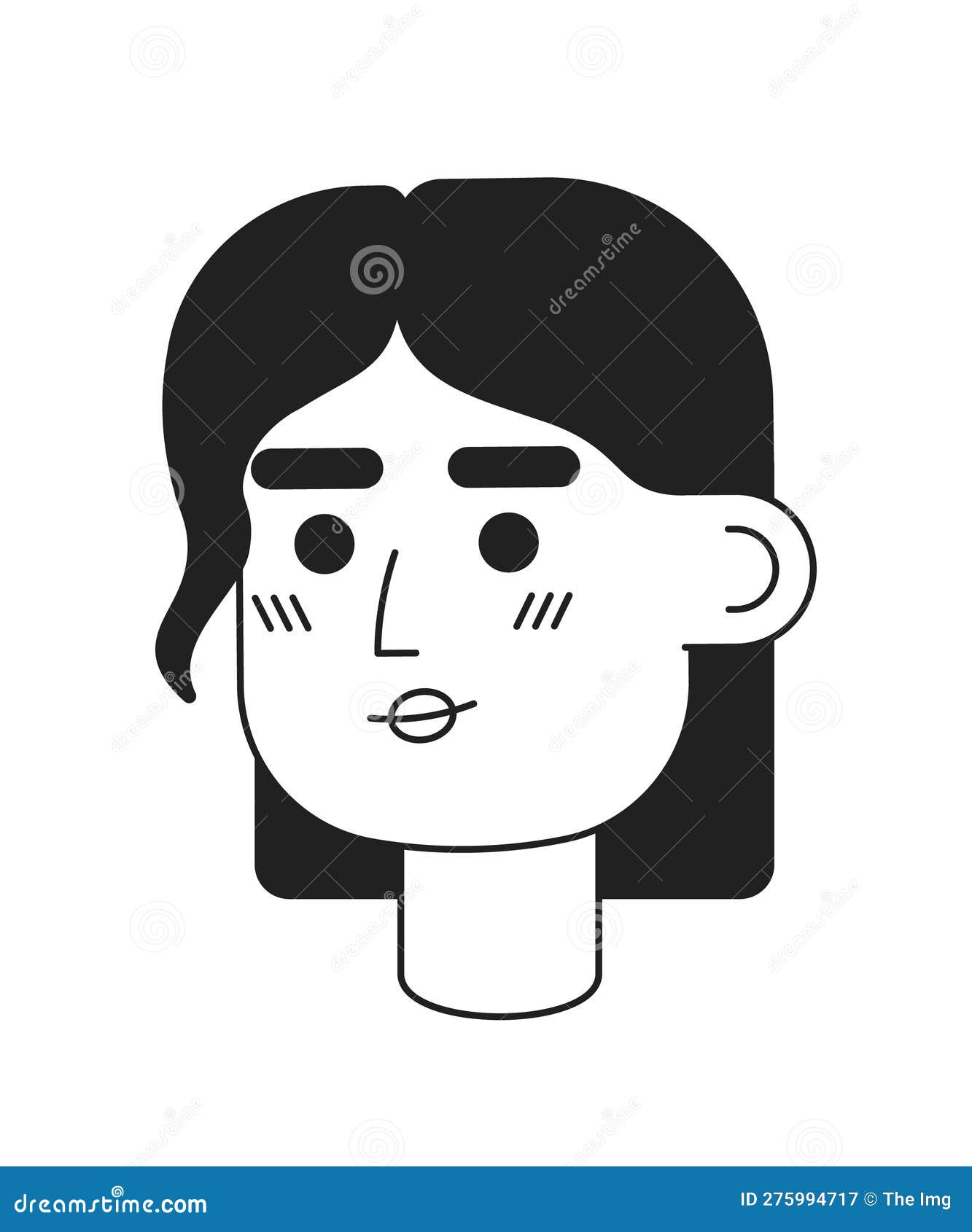 Woman with Straight Neck Length Hair Monochromatic Flat Vector